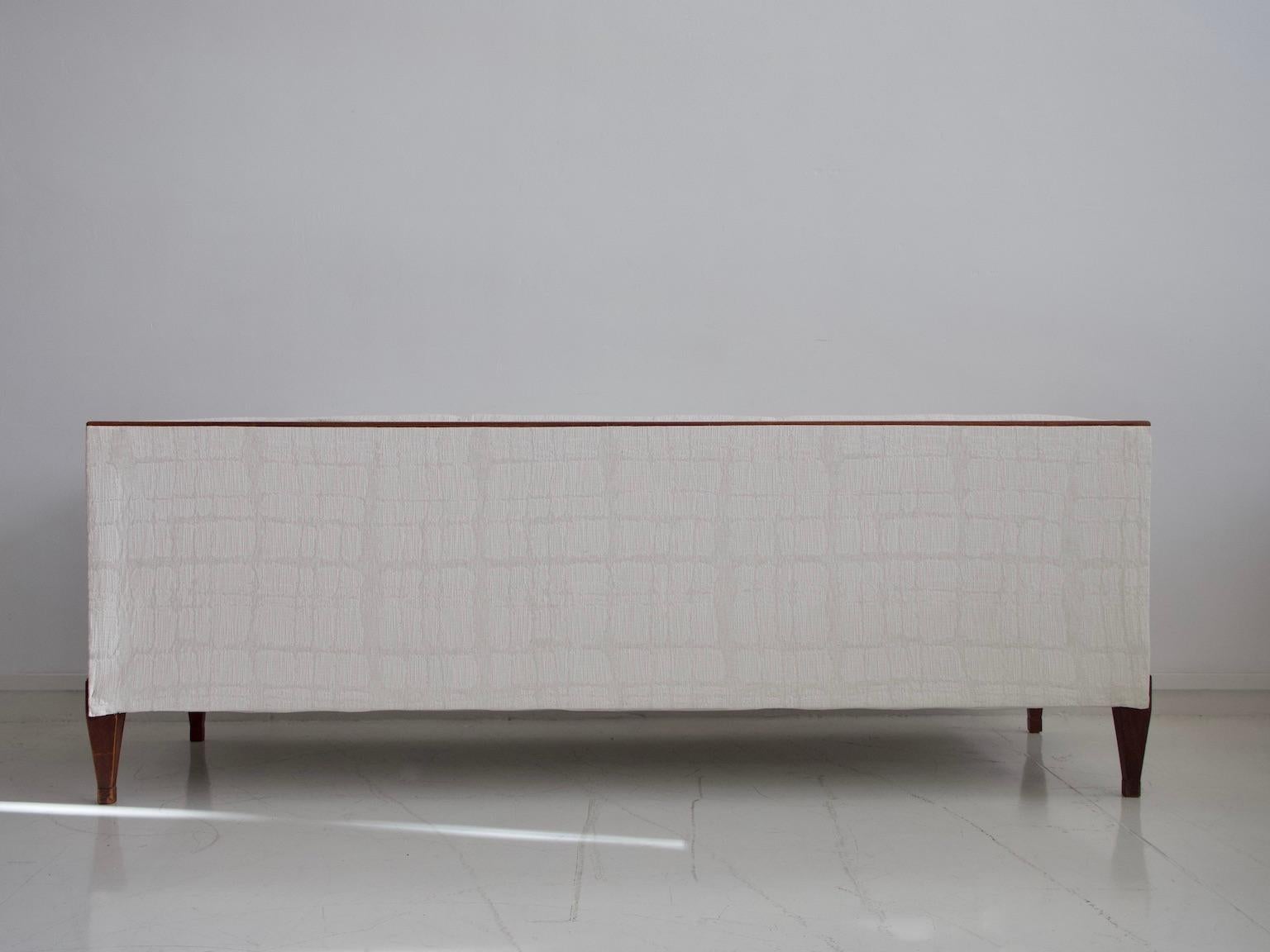 Frits Henningsen Mahogany Sofa with White Fabric Upholstery 3