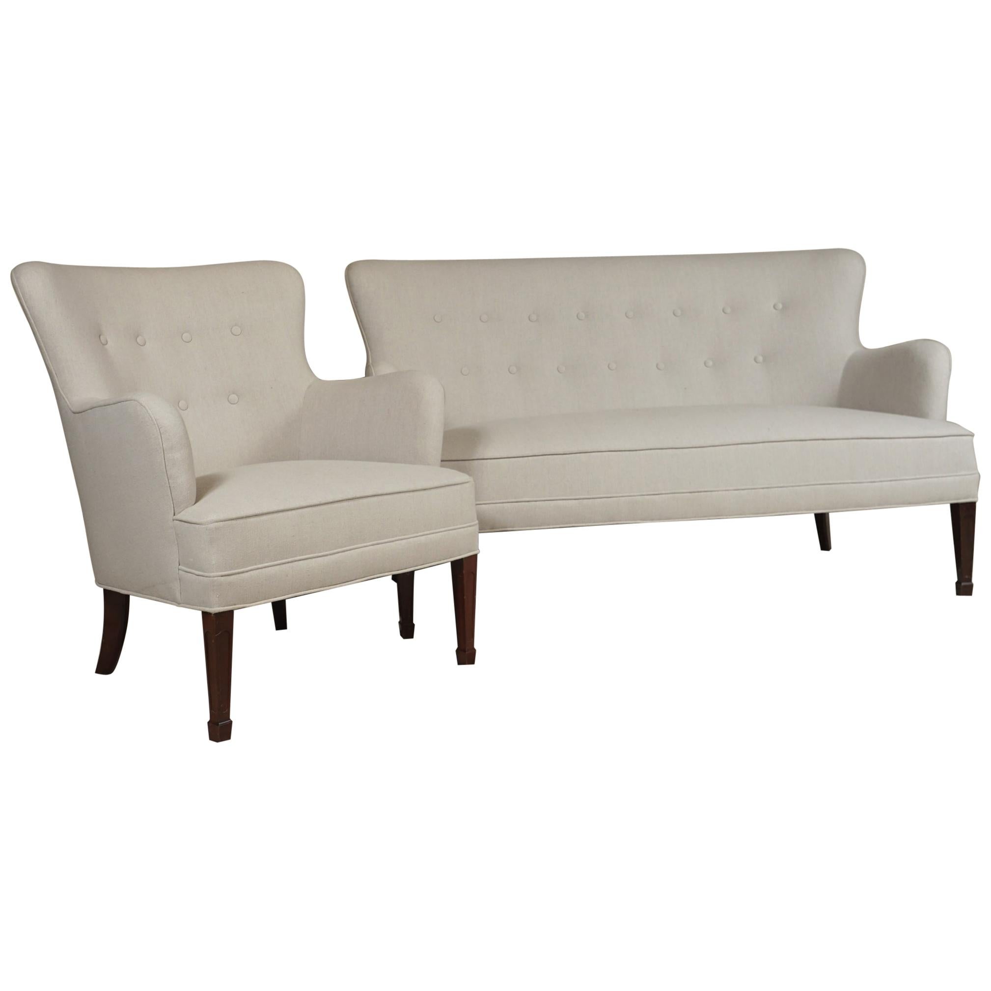 Frits Henningsen Pair of Armchairs and Settee