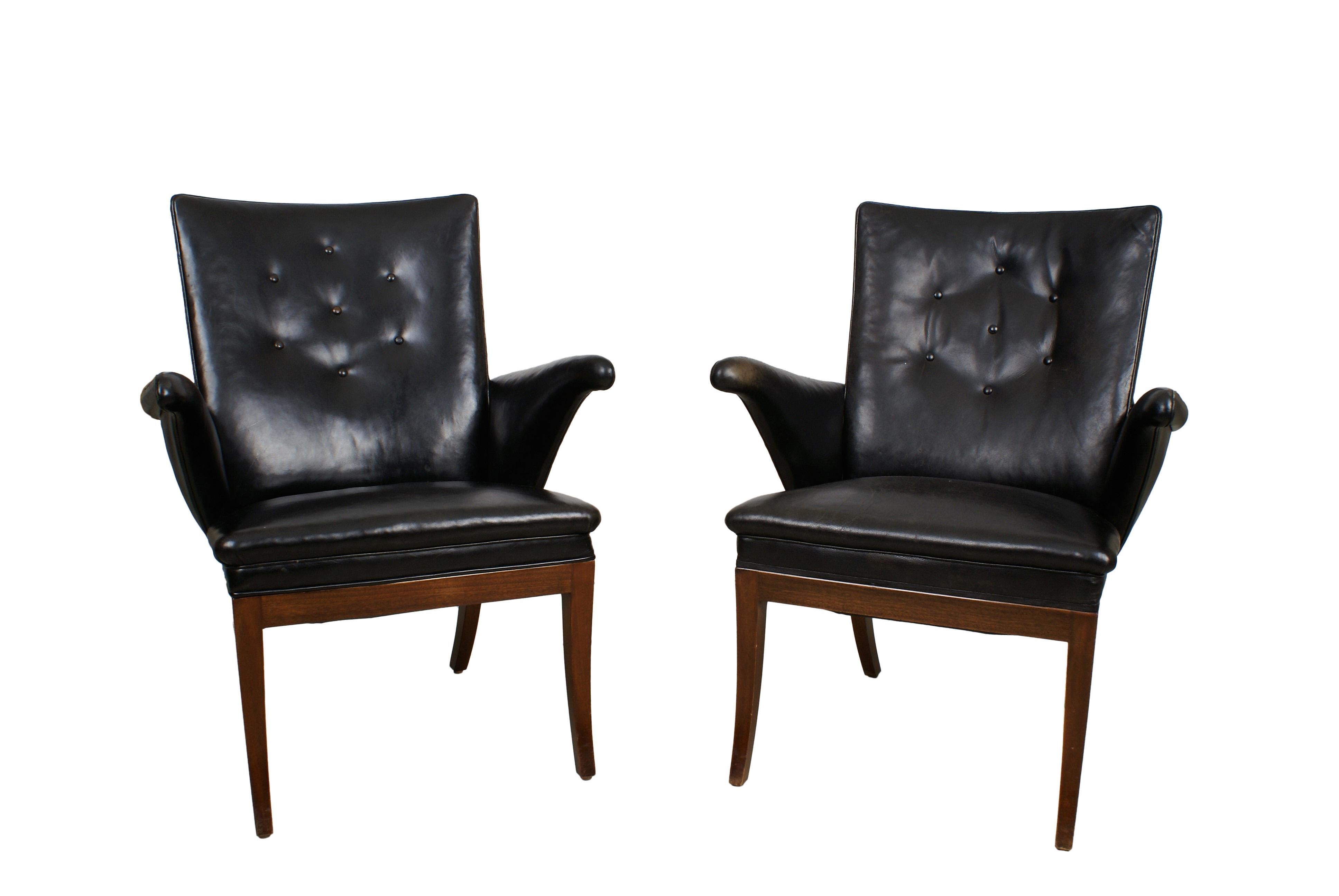 Frits Henningsen Pair of Easy Chairs in Cuban Mahogany and Leather, 1932 6