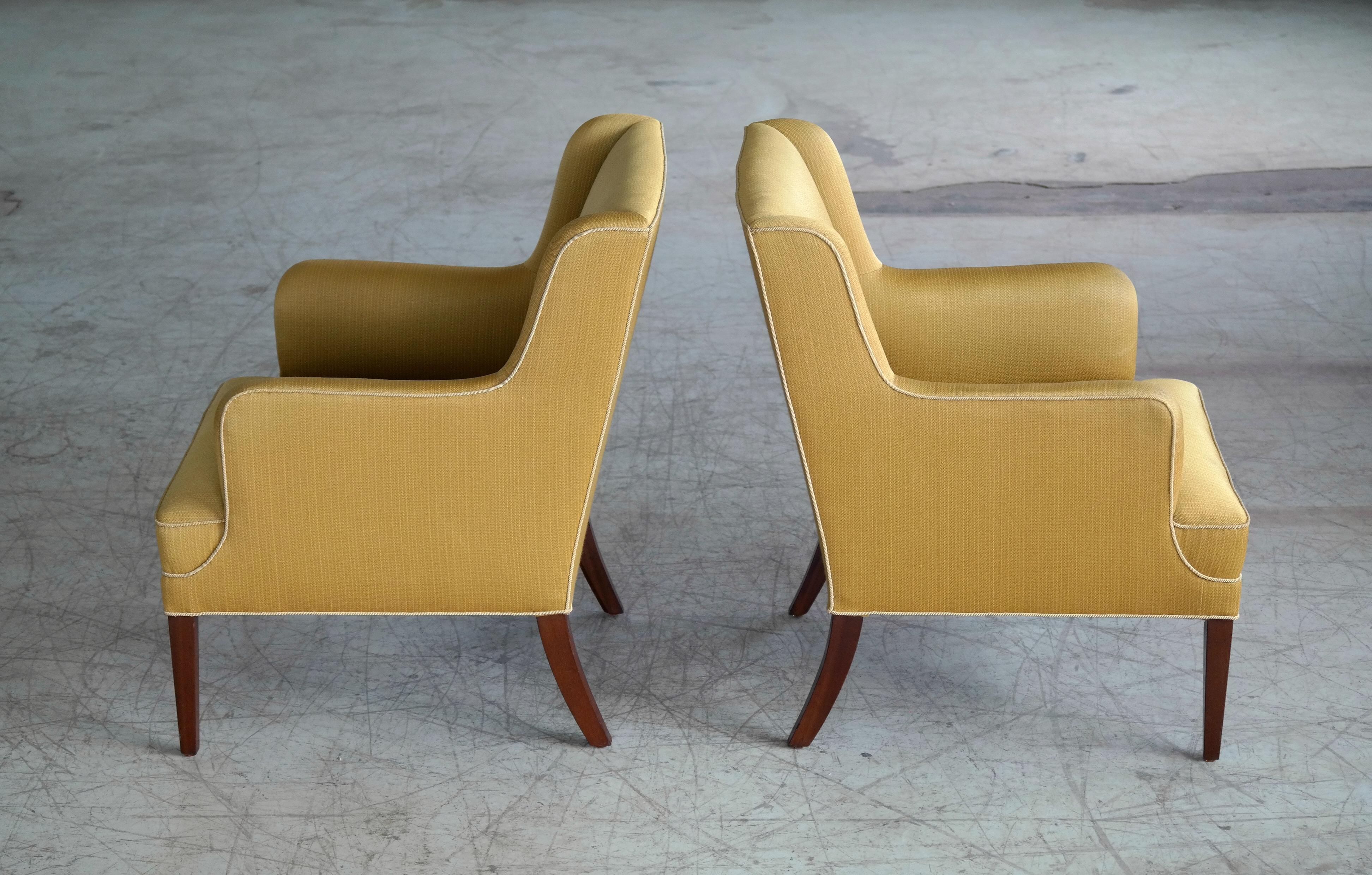 Frits Henningsen Pair of Lounge Chairs Denmark, circa 1950 4