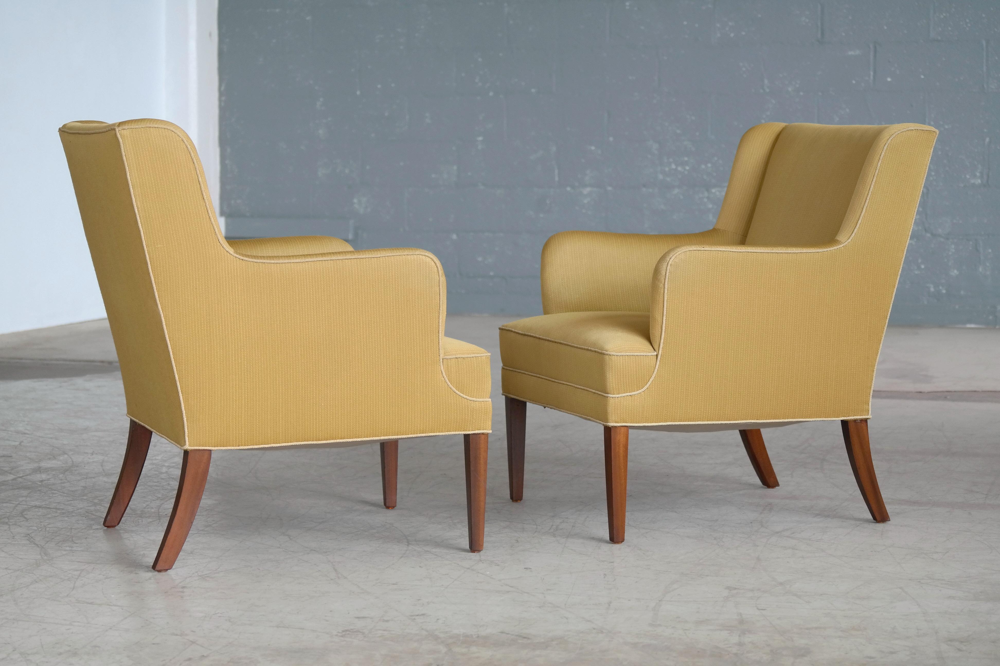 Frits Henningsen Pair of Lounge Chairs Denmark, circa 1950 5