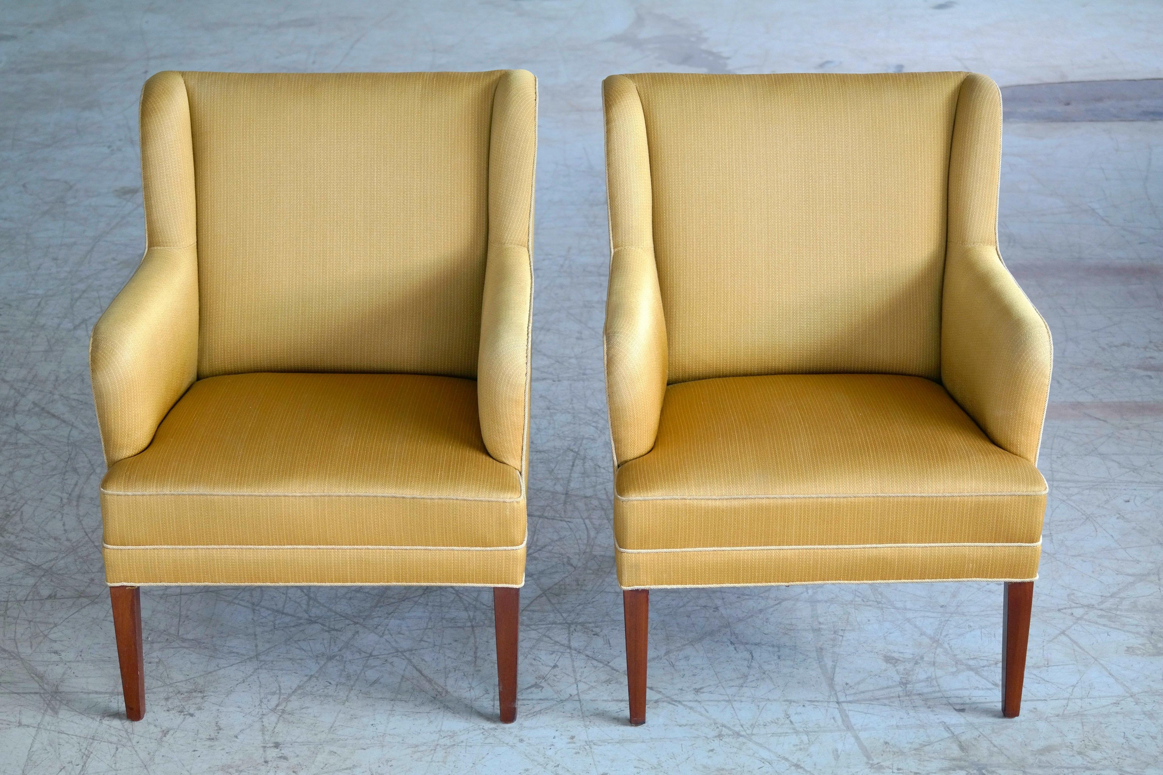 Frits Henningsen Pair of Lounge Chairs Denmark, circa 1950 1