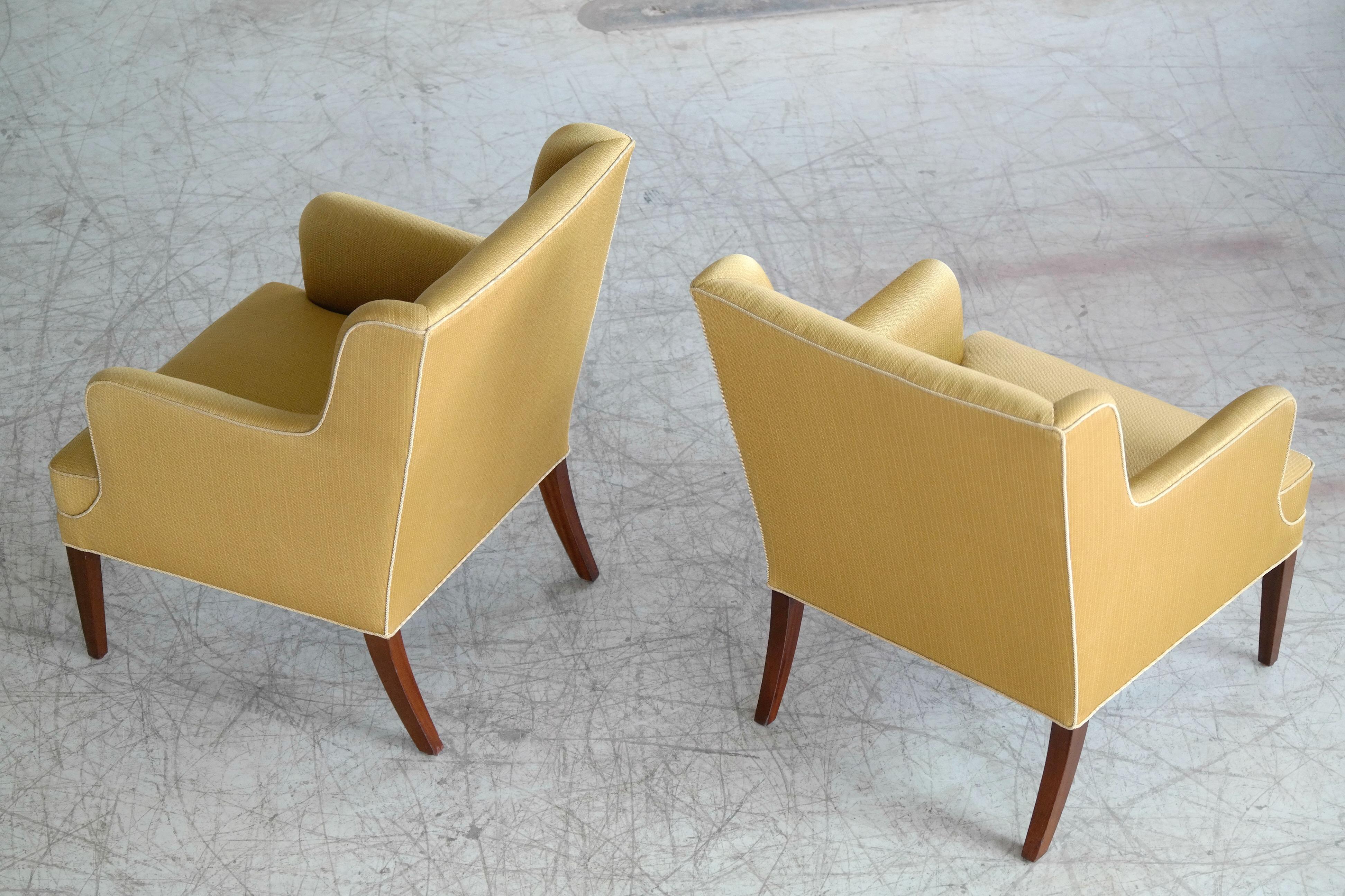 Frits Henningsen Pair of Lounge Chairs Denmark, circa 1950 2