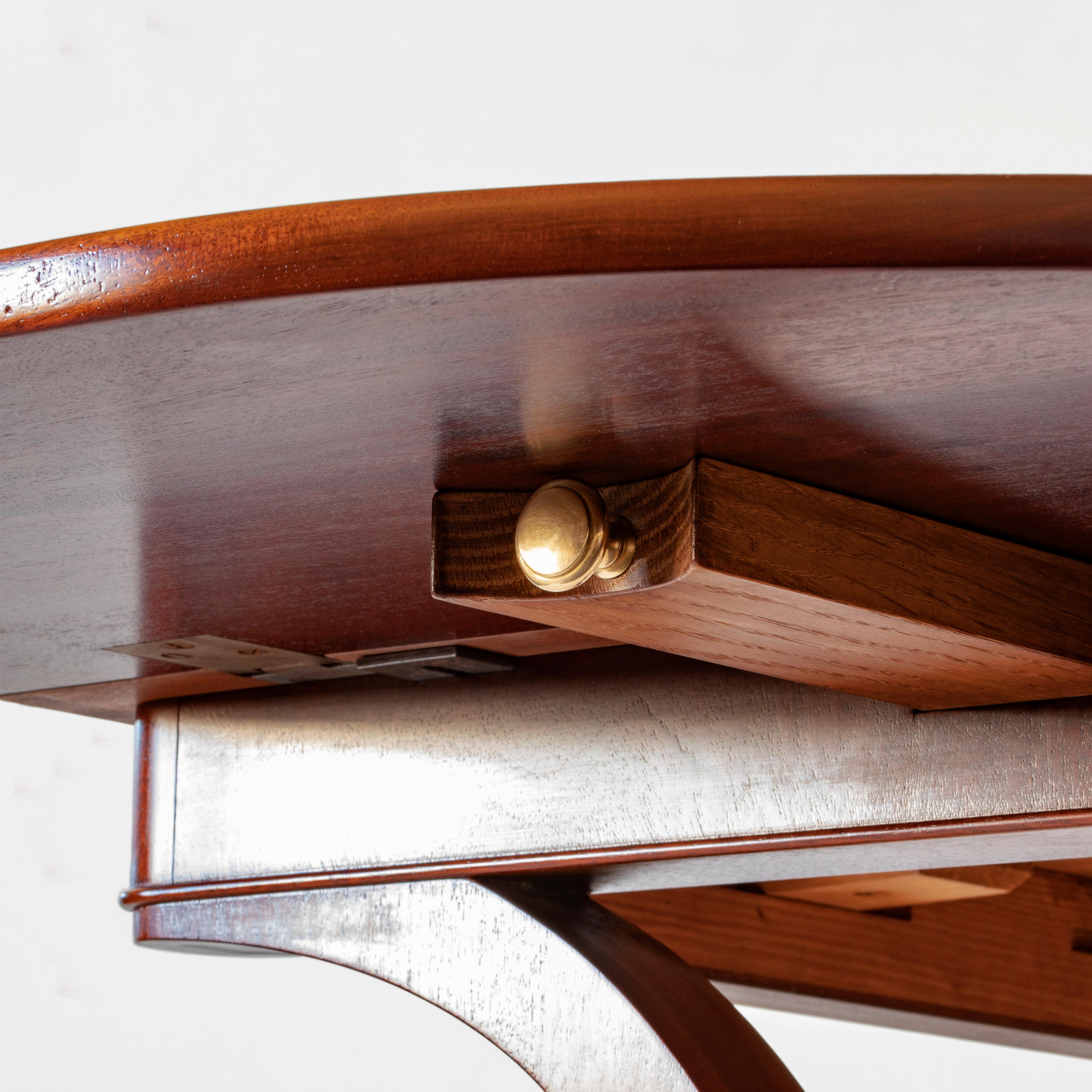 20th Century Frits Henningsen, Rare Danish Brass Mounted Solid Walnut Drop-Leaf Table