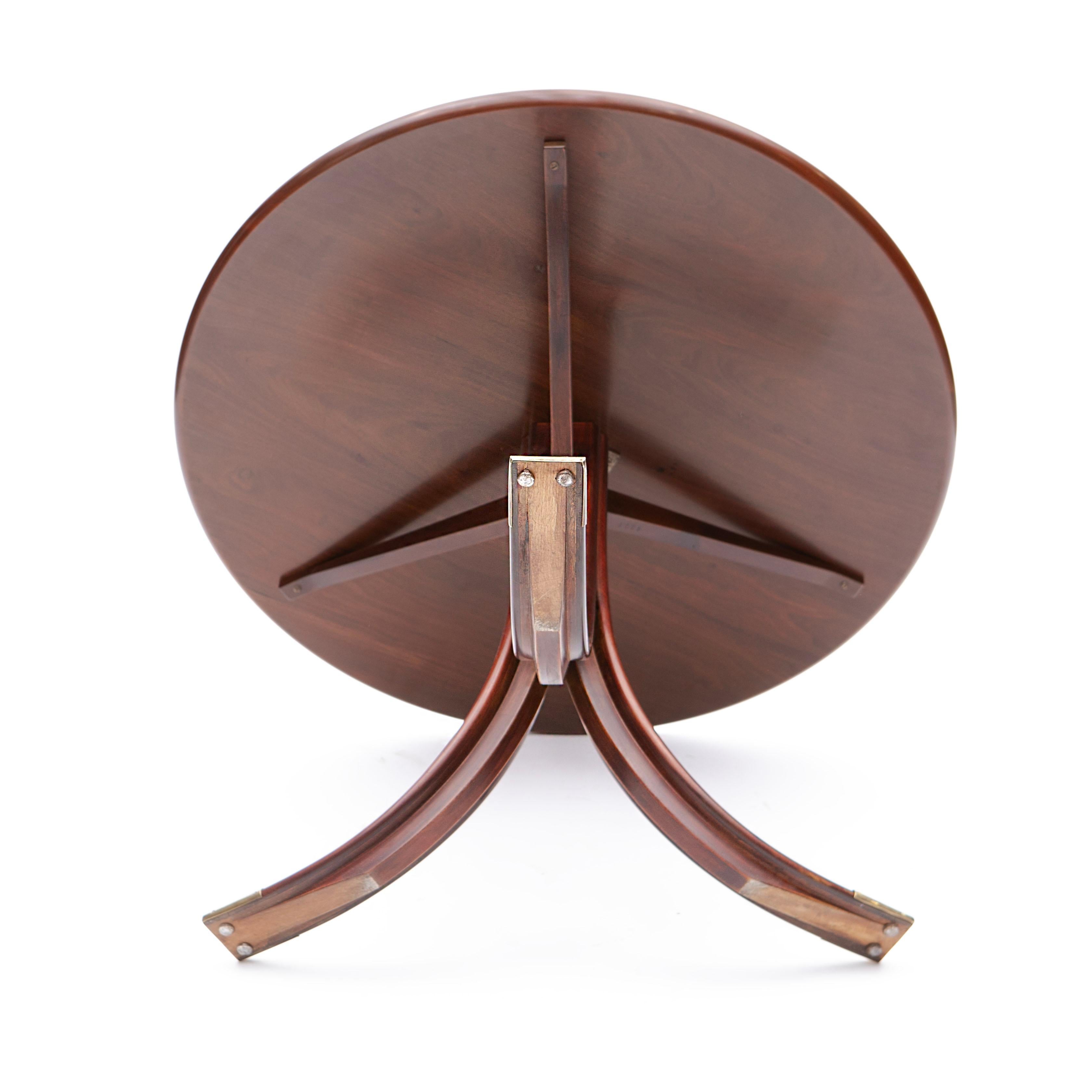 20th Century Frits Henningsen Round Pedestal Mahogany Coffee Table