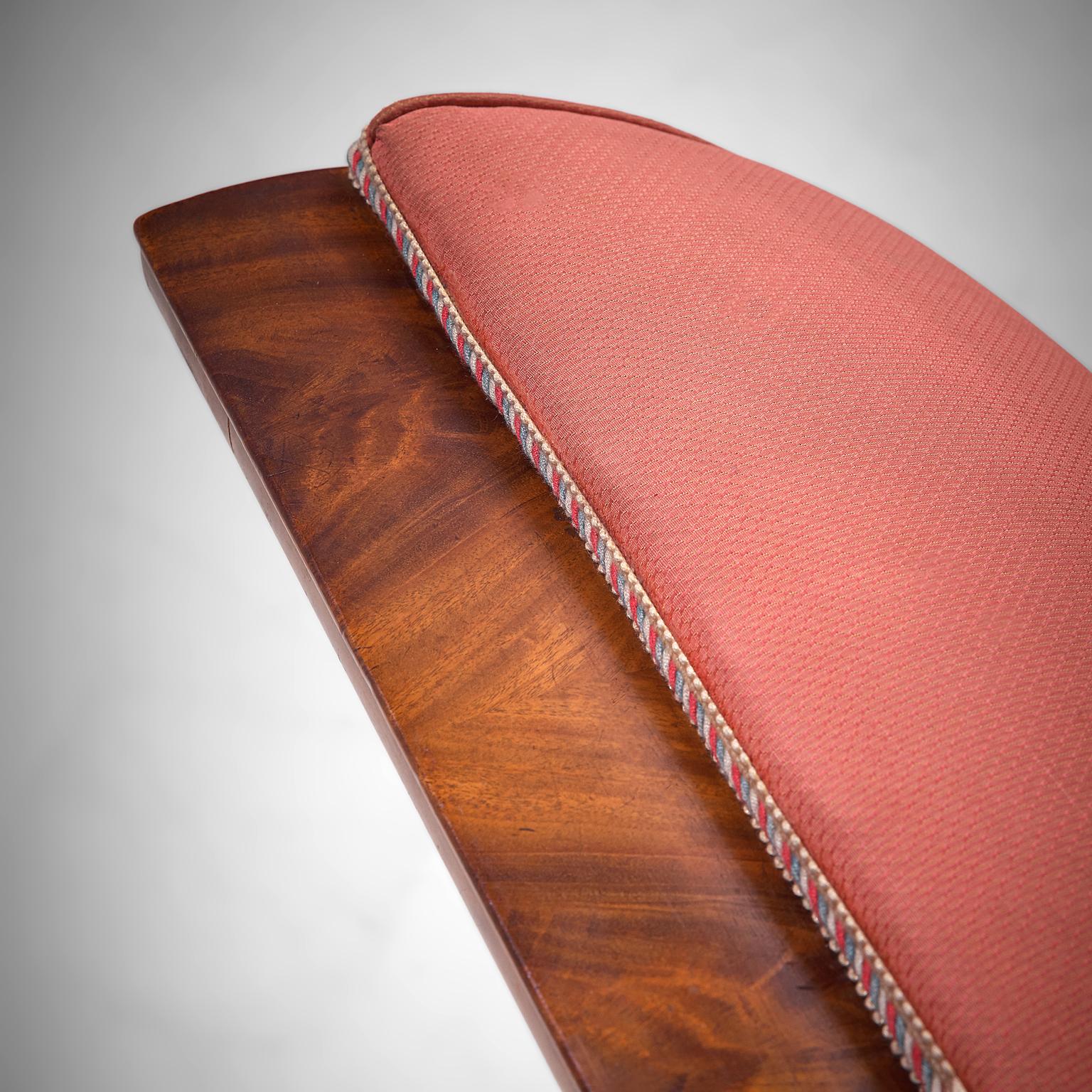 Fabric Frits Henningsen Sofa in Mahogany and Pink Upholstery 