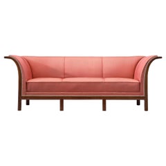 Frits Henningsen Sofa in Mahogany and Pink Upholstery