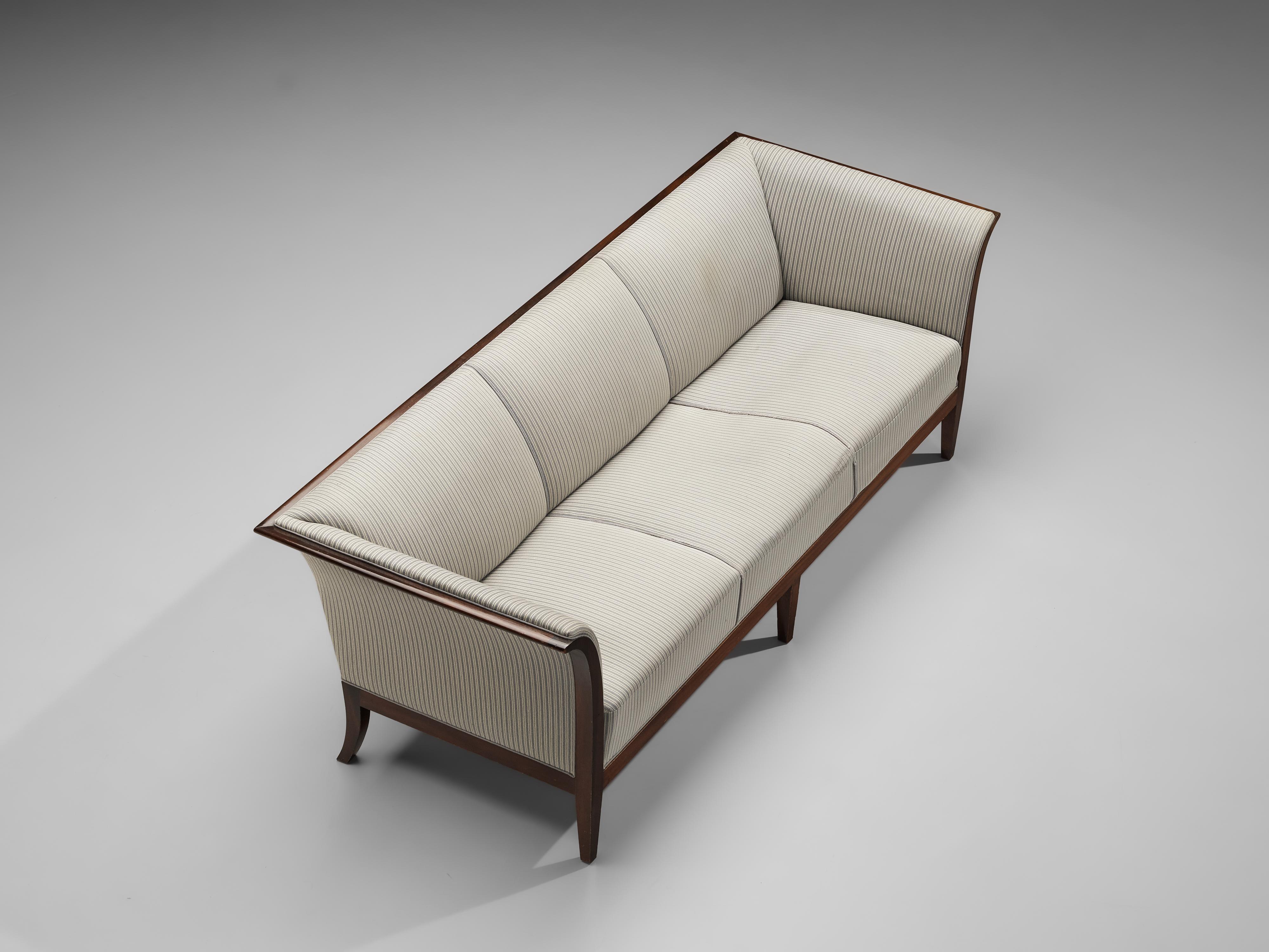 Scandinavian Modern Frits Henningsen Sofa in White Fabric Upholstery