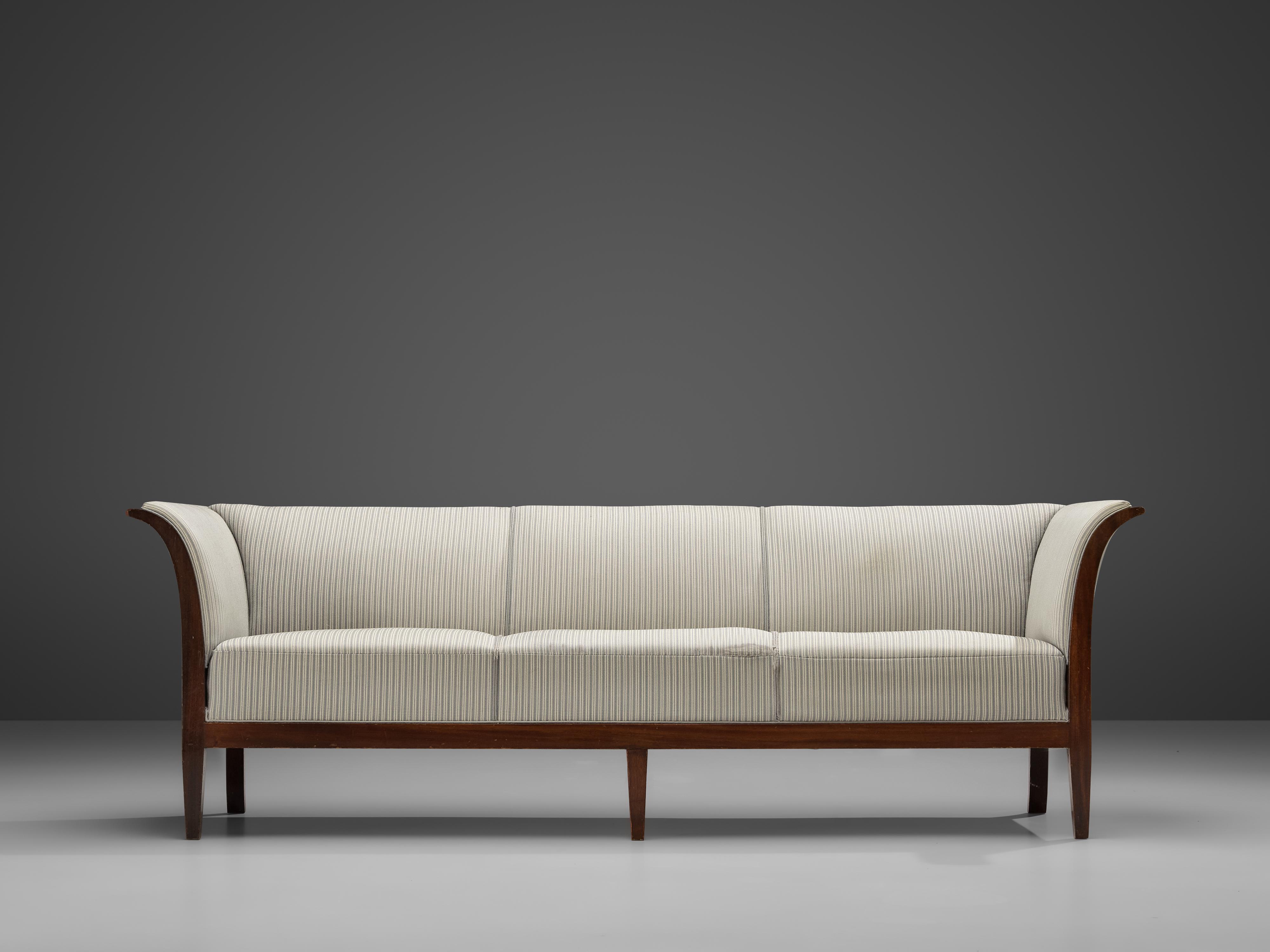 Danish Frits Henningsen Sofa in White Fabric Upholstery