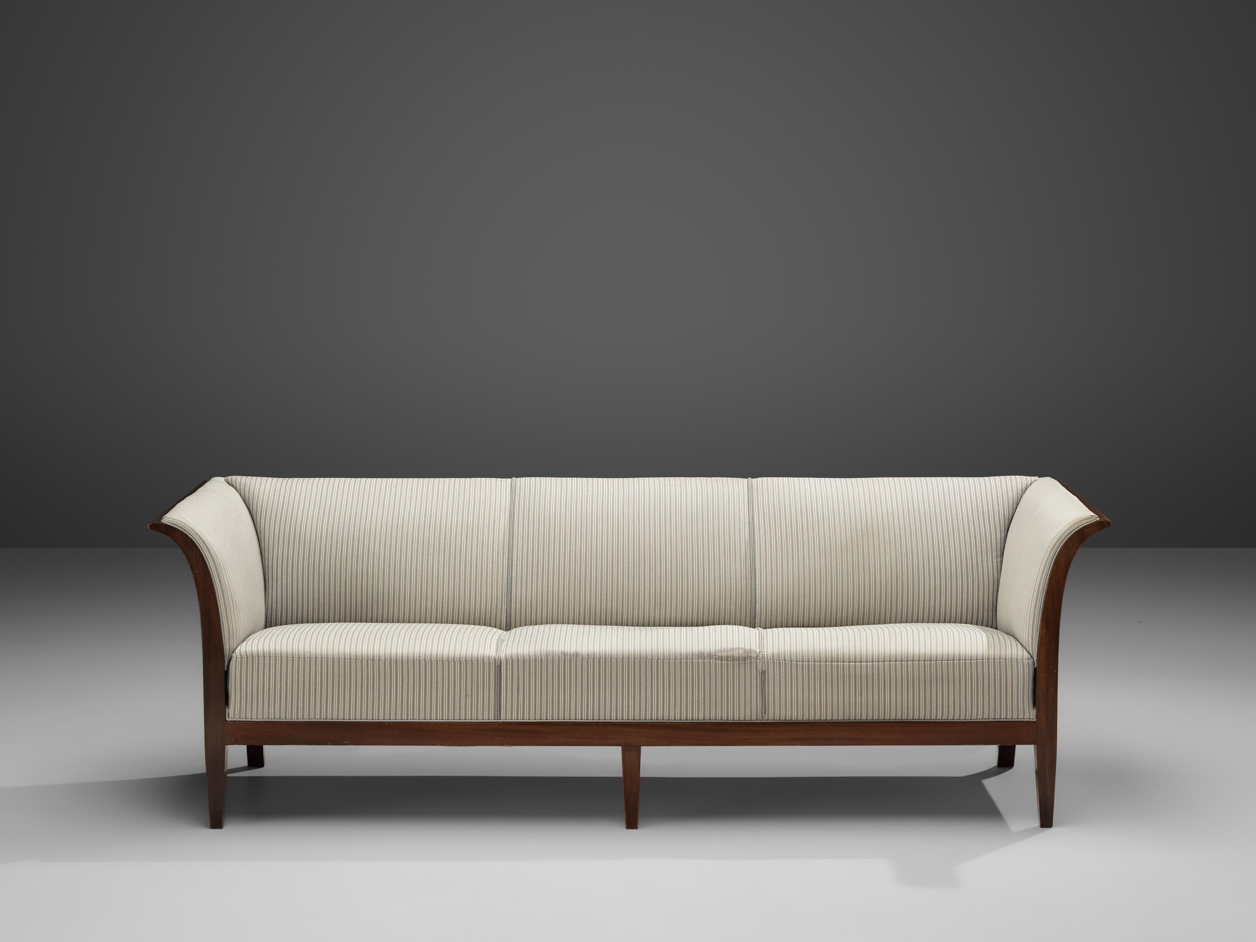 Mid-20th Century Frits Henningsen Sofa in White Fabric Upholstery