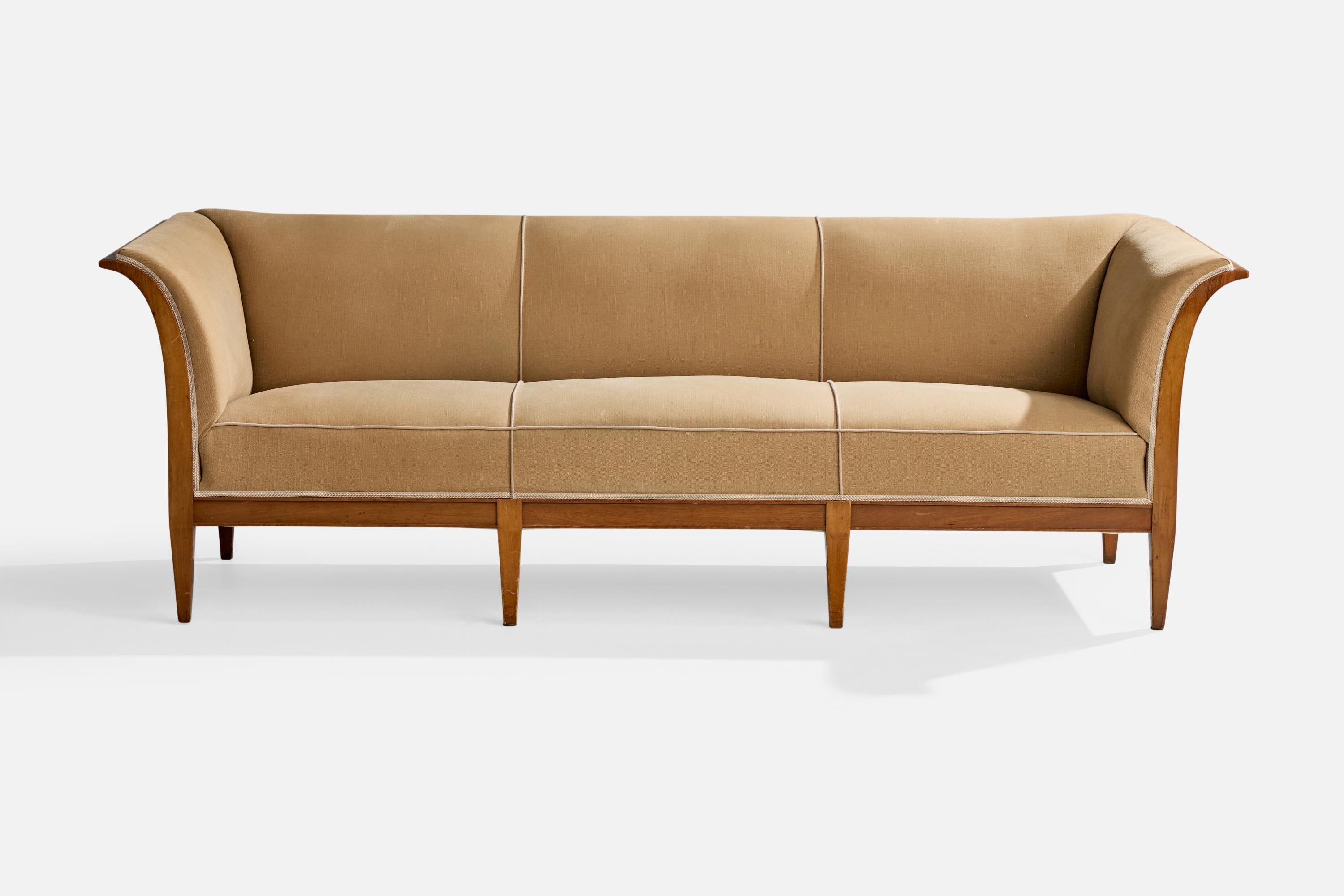 Scandinavo moderno Frits Henningsen, Divano, Mogano, Tessuto, Danimarca, anni '30 in vendita