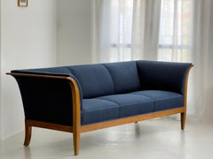 Frits Henningsen Sofa reupholstered in Dark Blue Worsted Wool. Denmark 1930s.