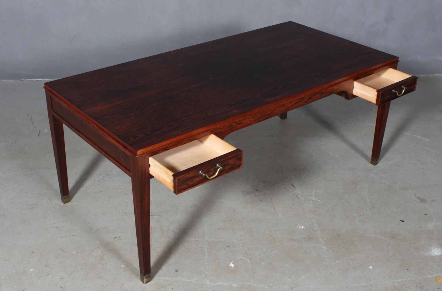 Frits Henningsen Sofa Table in Rosewood and Brass 1