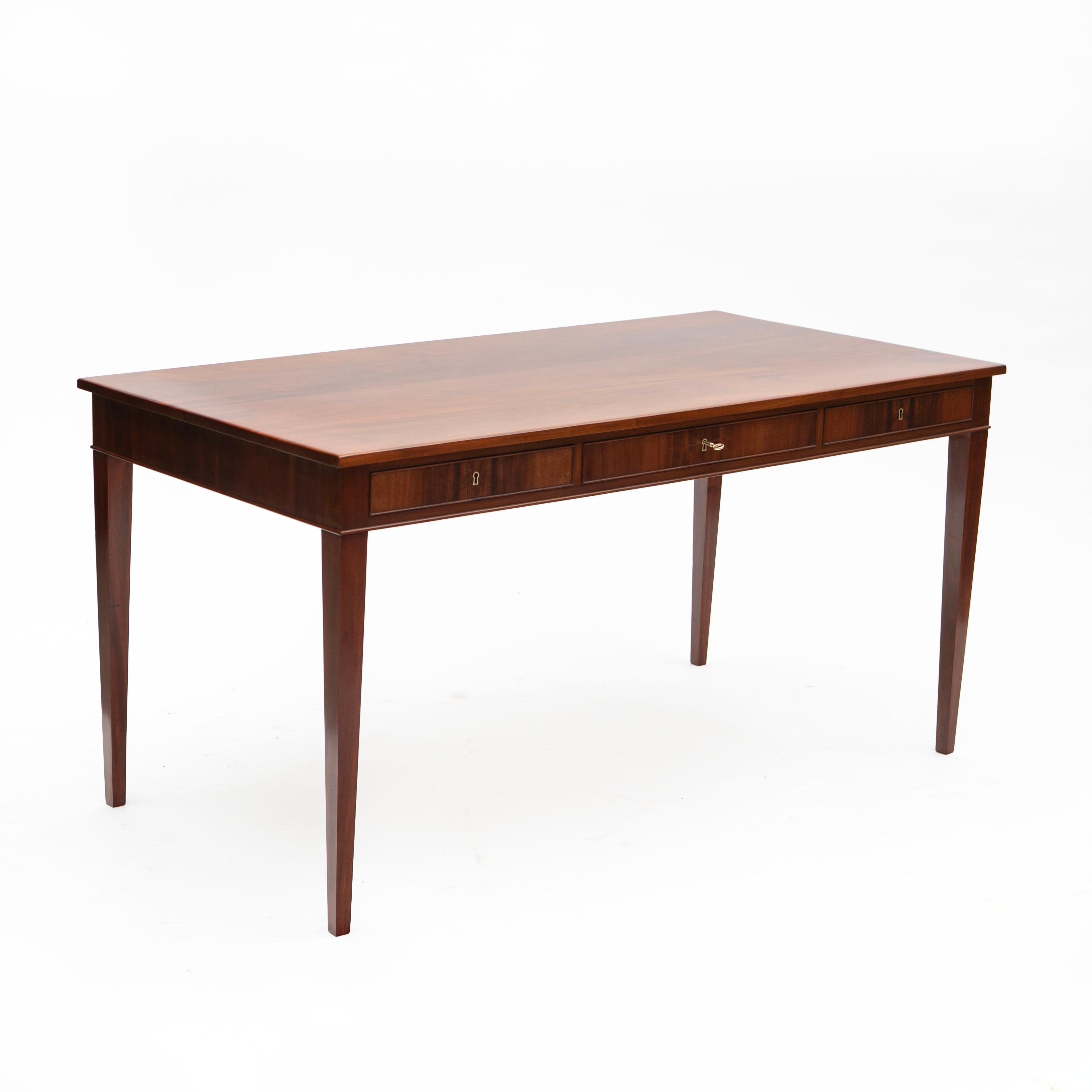 Leather Frits Henningsen Solid Mahogany Writing Table and Chair Set  For Sale
