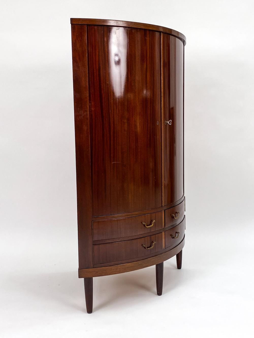 Mid-20th Century Frits Henningsen-Style Danish Mahogany Corner Cabinet, c. 1960's