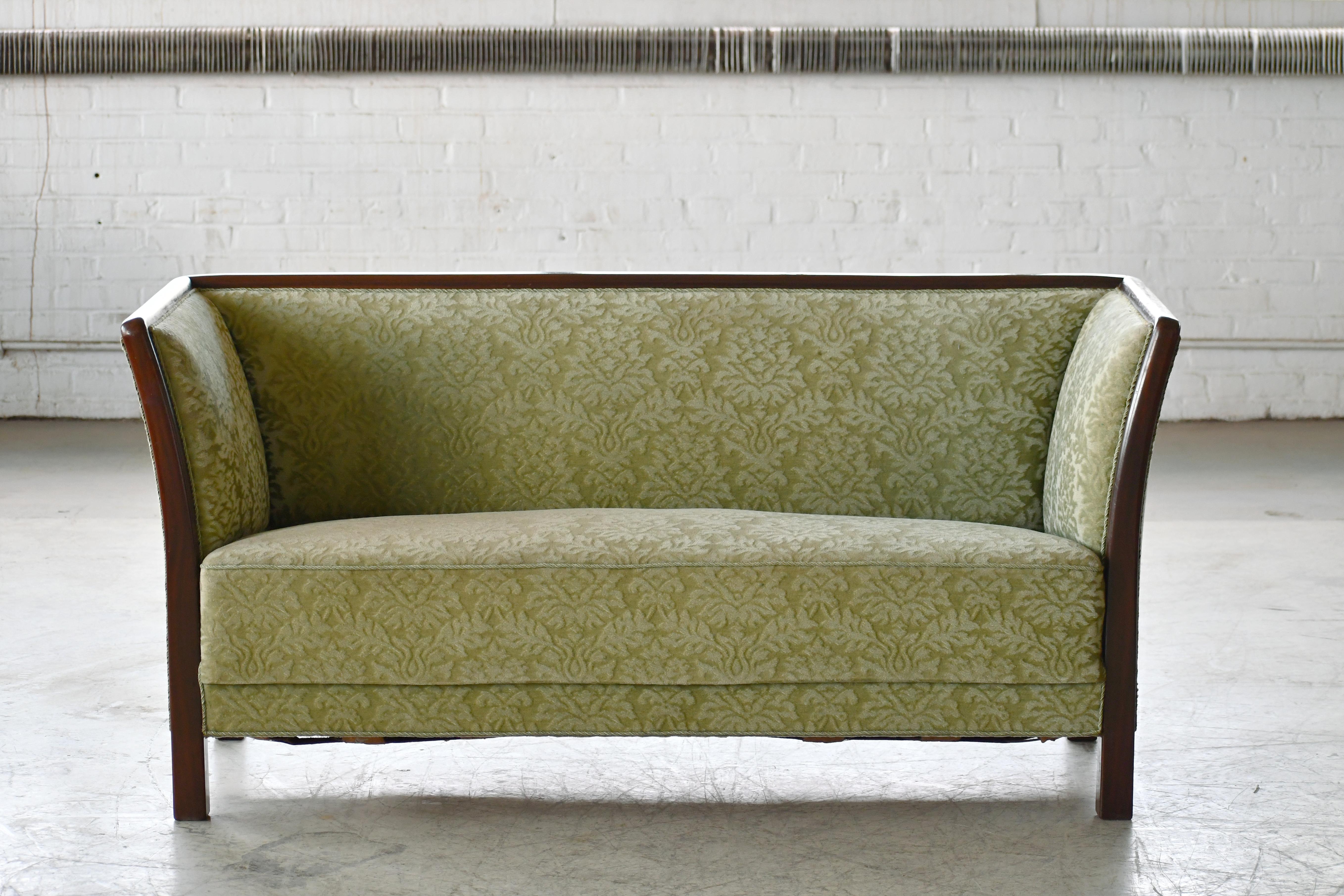 Danish Frits Henningsen Style Two-Seat Sofa in Mahogany by Søren Willadsen, Denmark
