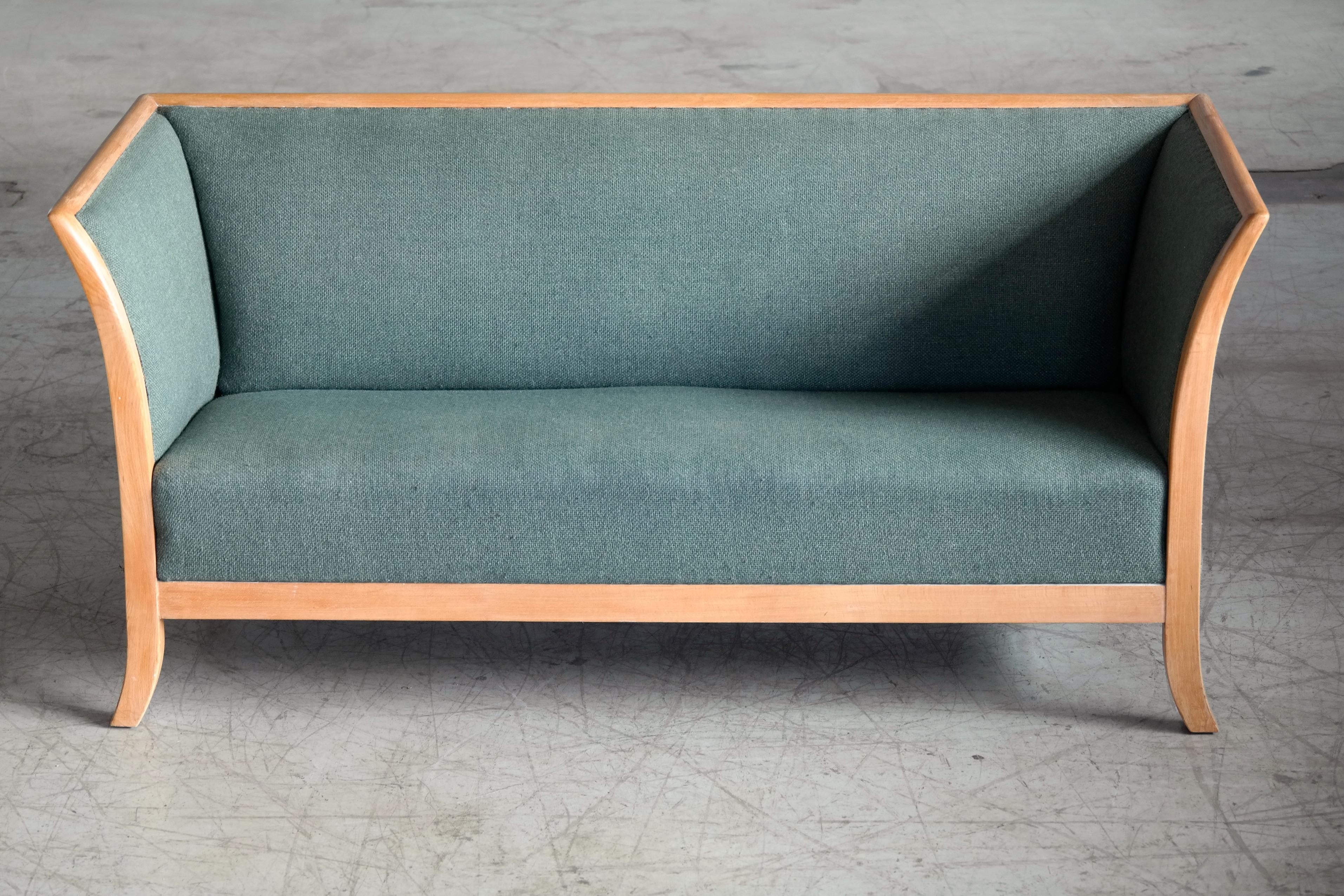 Danish Frits Henningsen Style Two-Seat Sofa in Oak by Søren Willadsen, Denmark, 1940s
