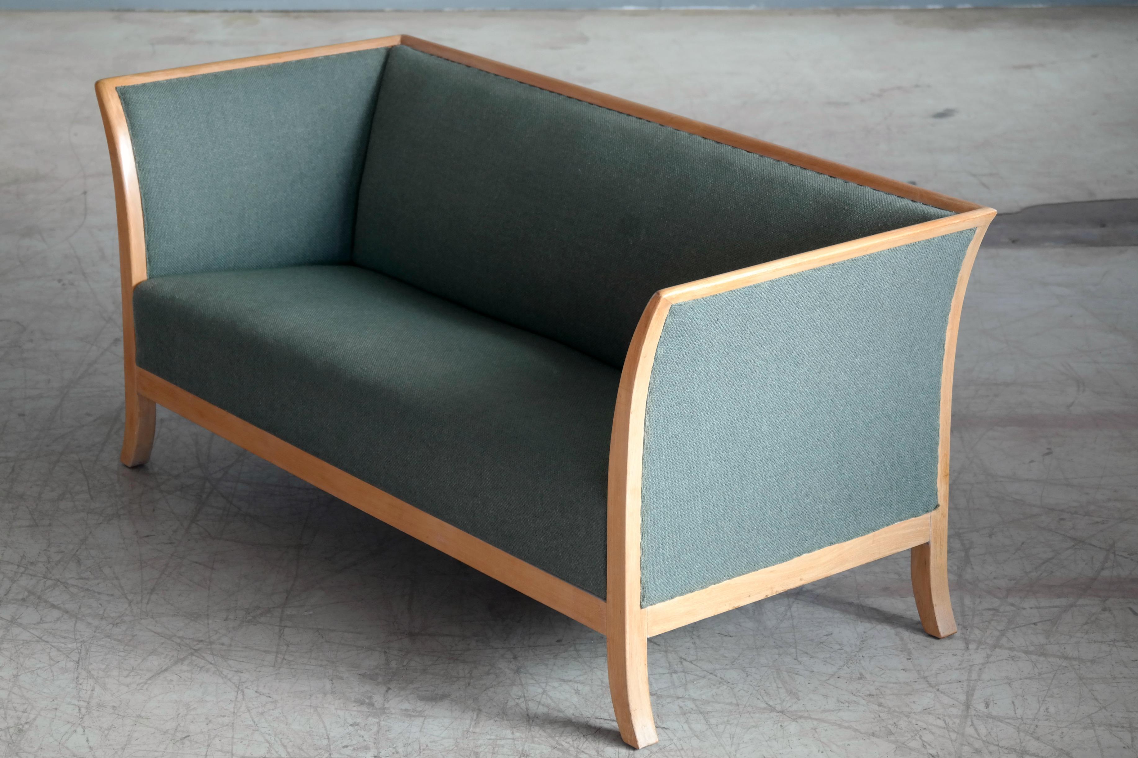 Frits Henningsen Style Two-Seat Sofa in Oak by Søren Willadsen, Denmark, 1940s 2