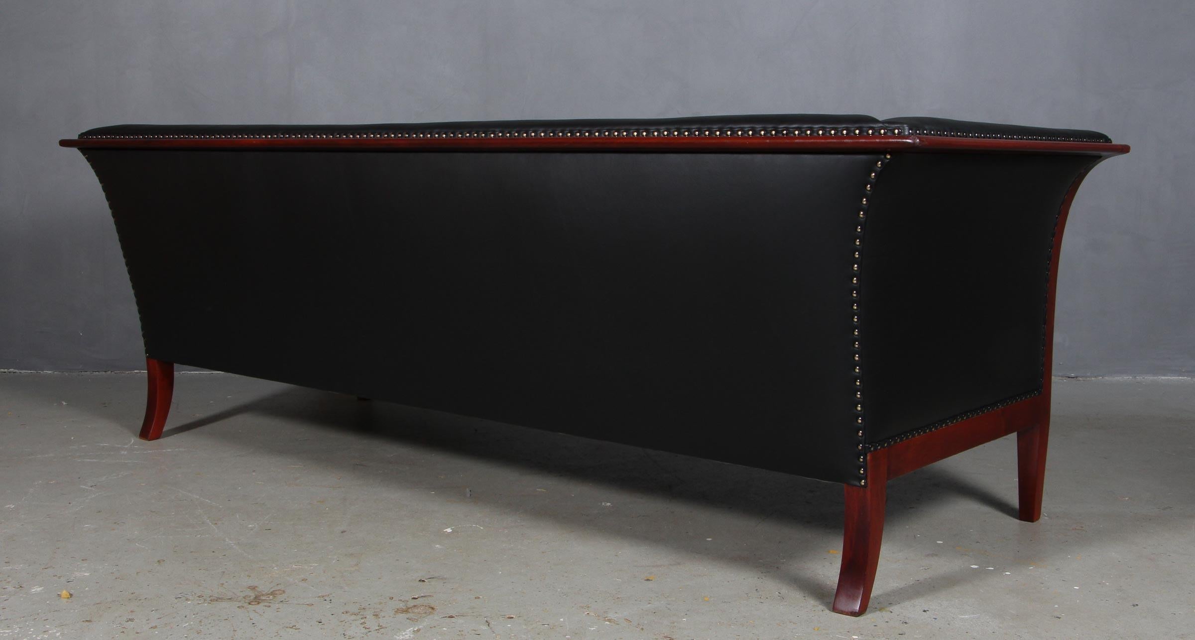 Leather Frits Henningsen, Three Seat Sofa
