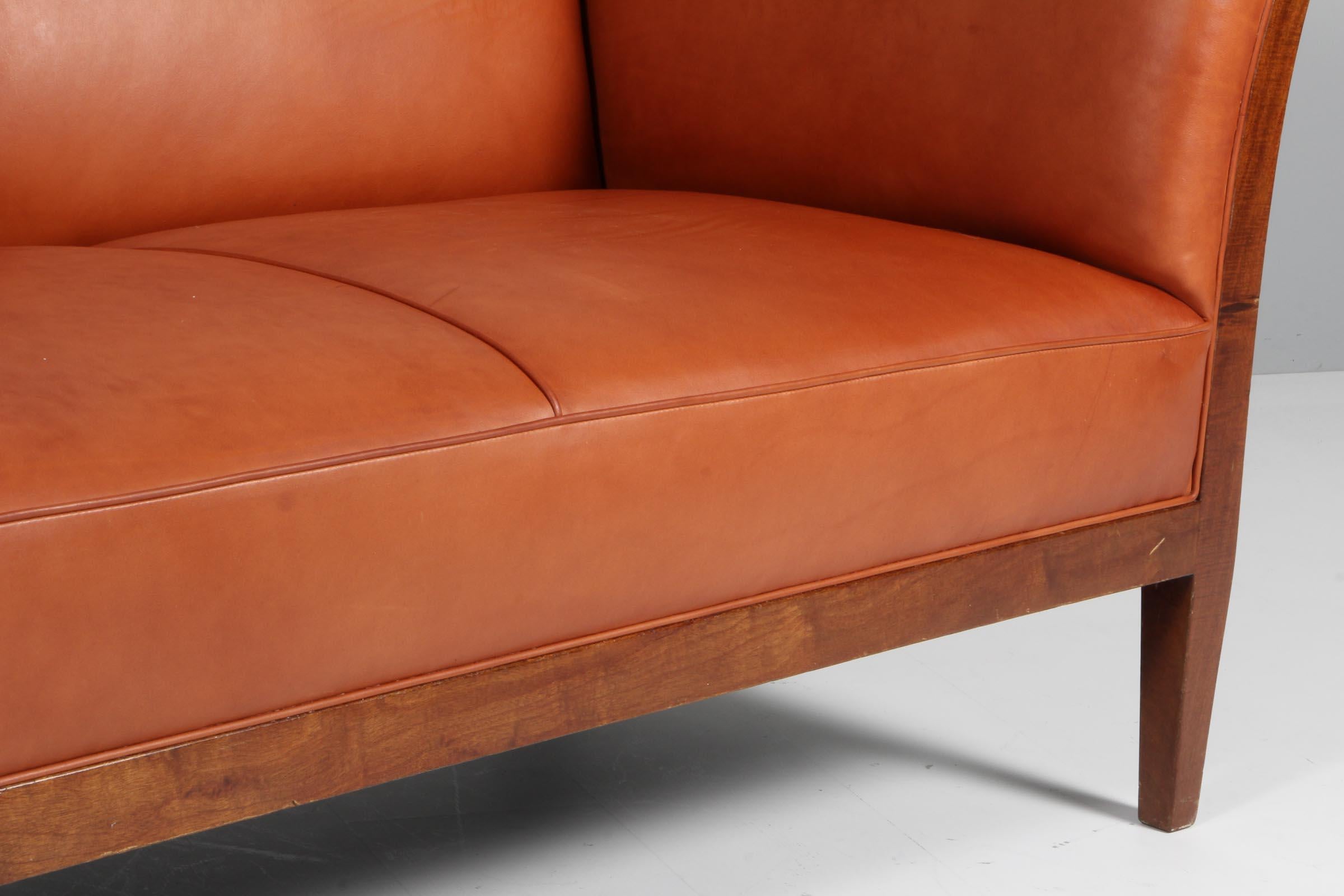 Leather Frits Henningsen, Three Seat Sofa