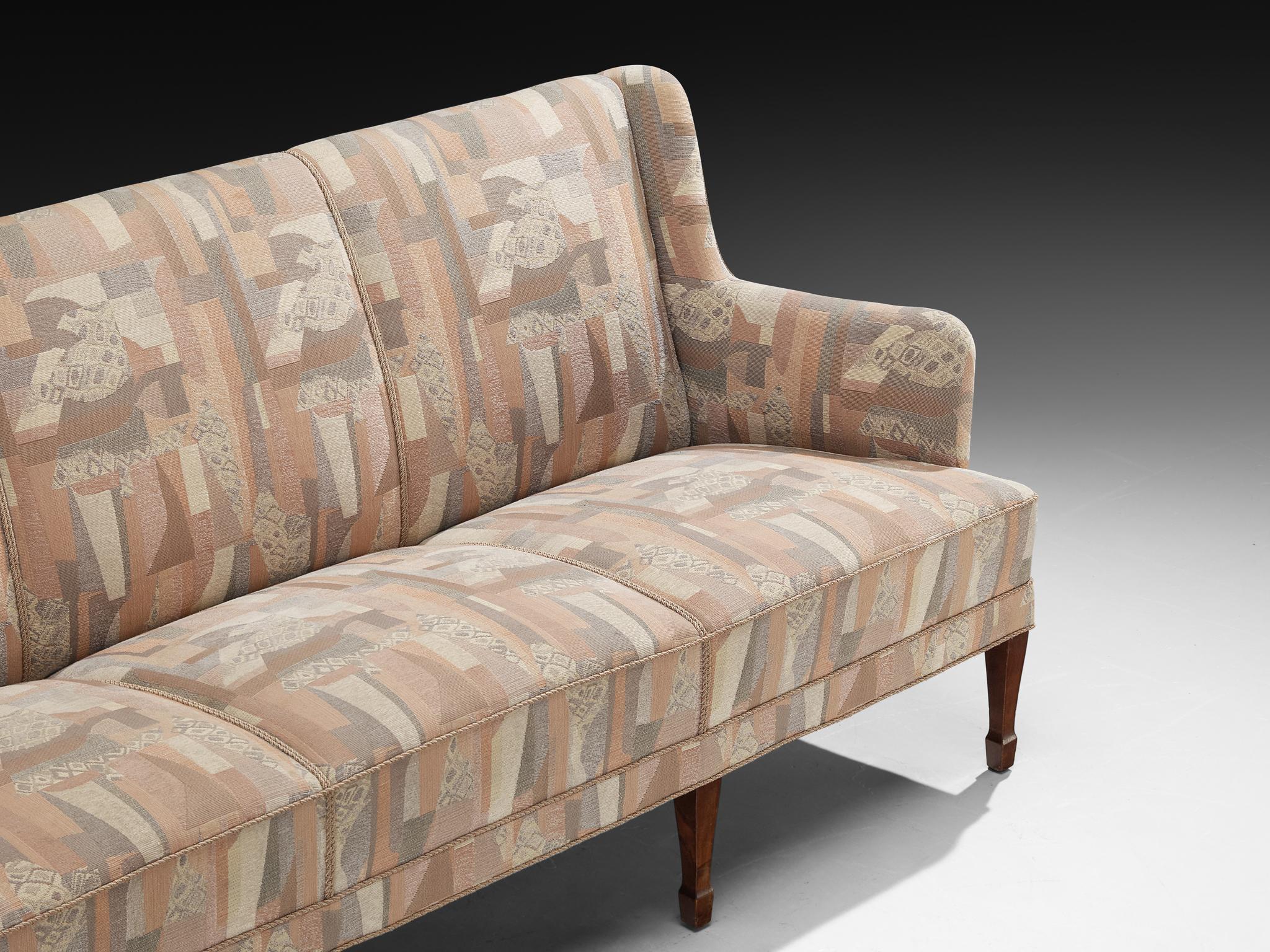 Frits Henningsen Dreisitzer-Sofa mit pastellfarbener Polsterung (Skandinavische Moderne) im Angebot