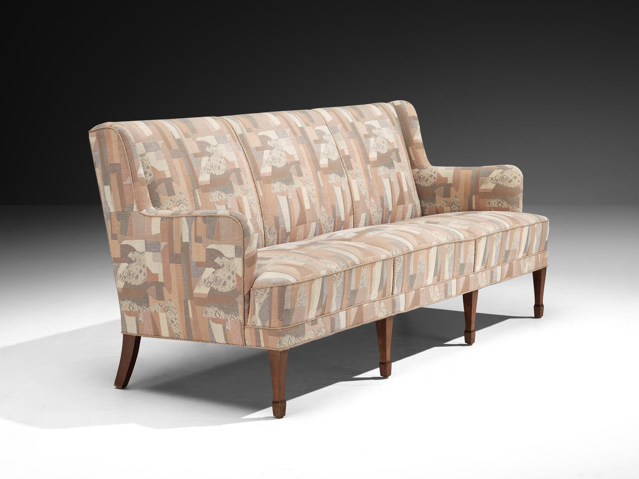 Frits Henningsen Dreisitzer-Sofa mit pastellfarbener Polsterung im Zustand „Gut“ im Angebot in Waalwijk, NL