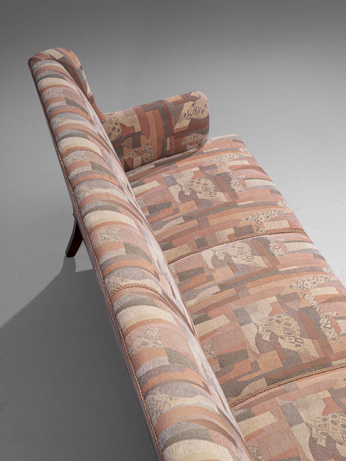Fabric Frits Henningsen Three-Seat Sofa in Pastel Upholstery