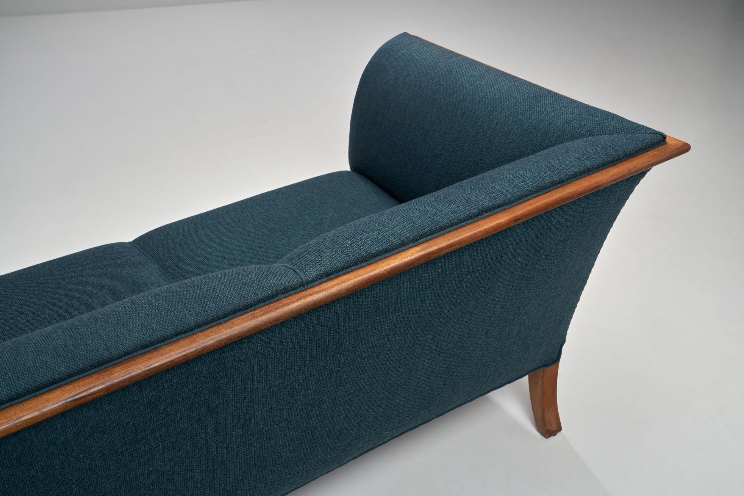 Fabric Frits Henningsen Three-Seat Sofa by Frits Henningsen, Denmark, 1940s