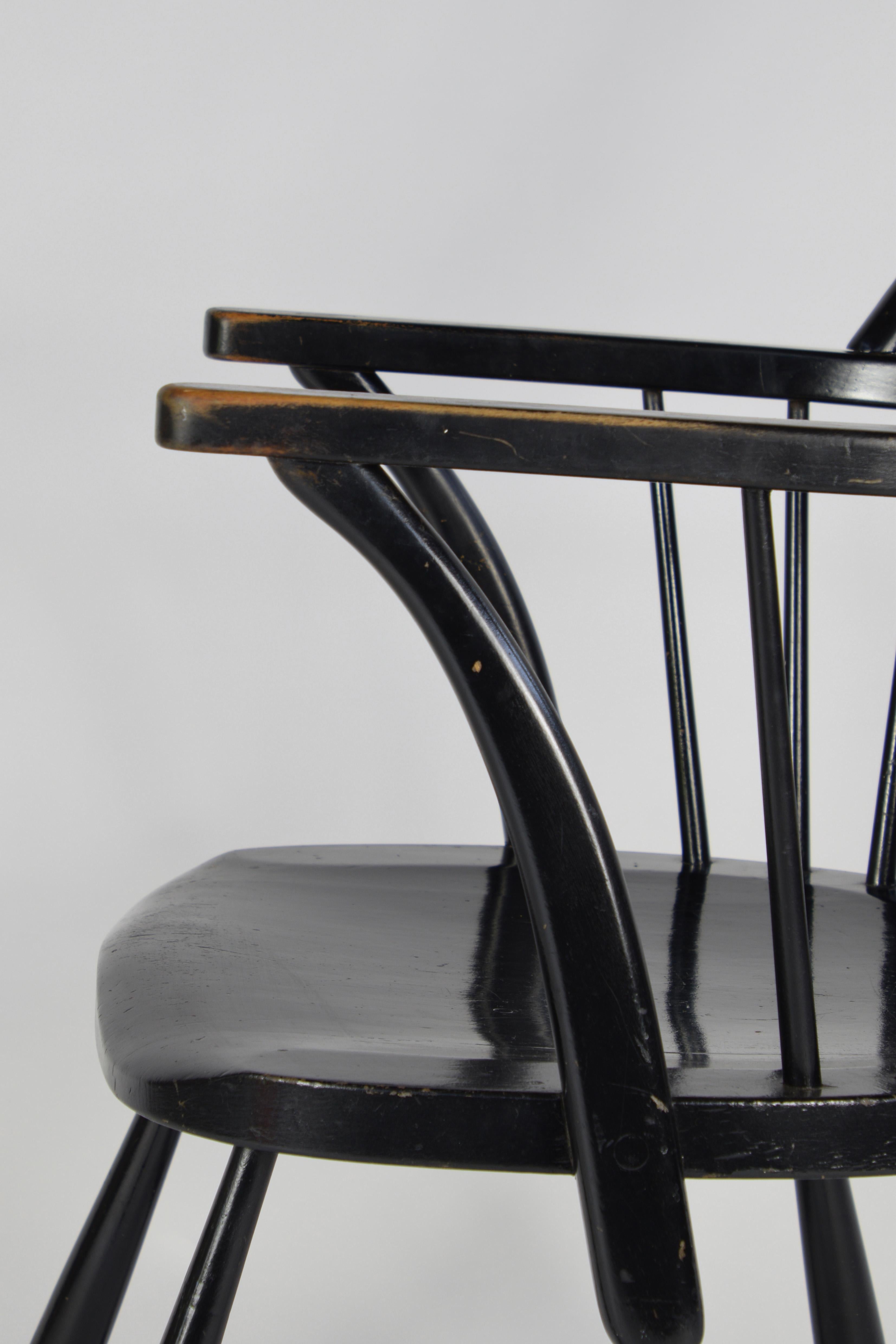 Frits Henningsen Windsor Chair in Black Oak, Ch-18a by Carl Hansen in the 1940s 1