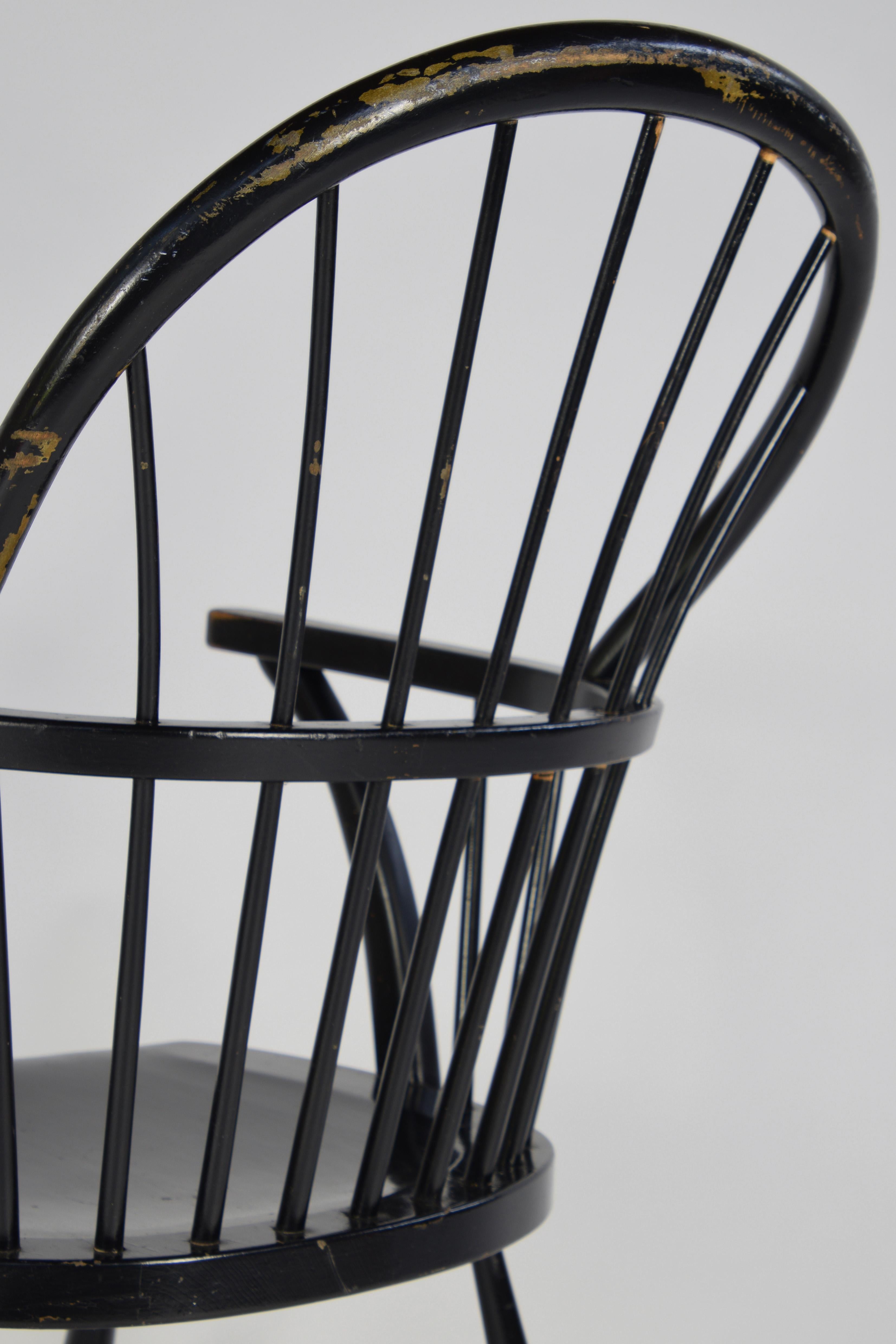 Frits Henningsen Windsor Chair in Black Oak, Ch-18a by Carl Hansen in the 1940s 2