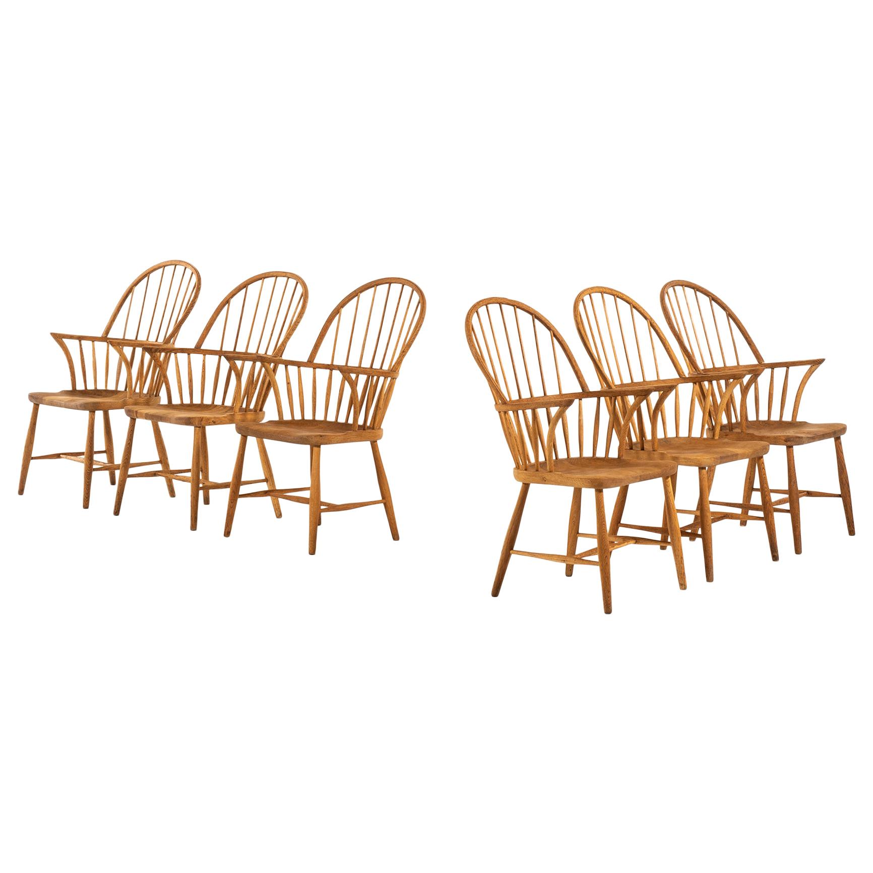 Frits Henningsen Windsor Dining Chairs Model CH 18A by Carl Hansen & Søn