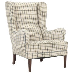 Frits Henningsen Wingback Chair with Legs of Mahogany