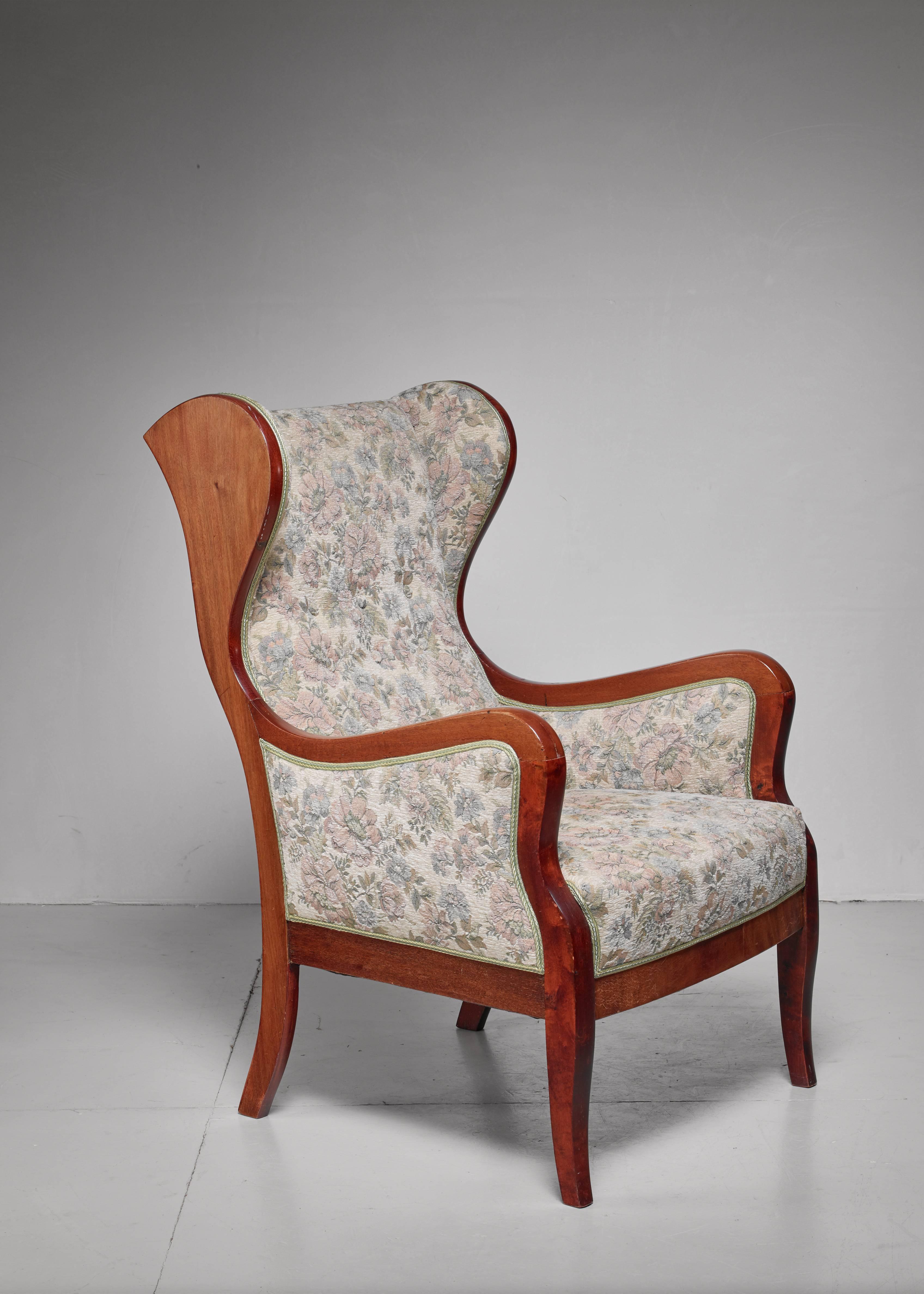 Scandinave moderne Fauteuil de salon Wingback de Frits Henningsen, Danemark, années 1940