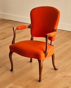 Frits Henningsen Wool Felt and Mahogany Chair