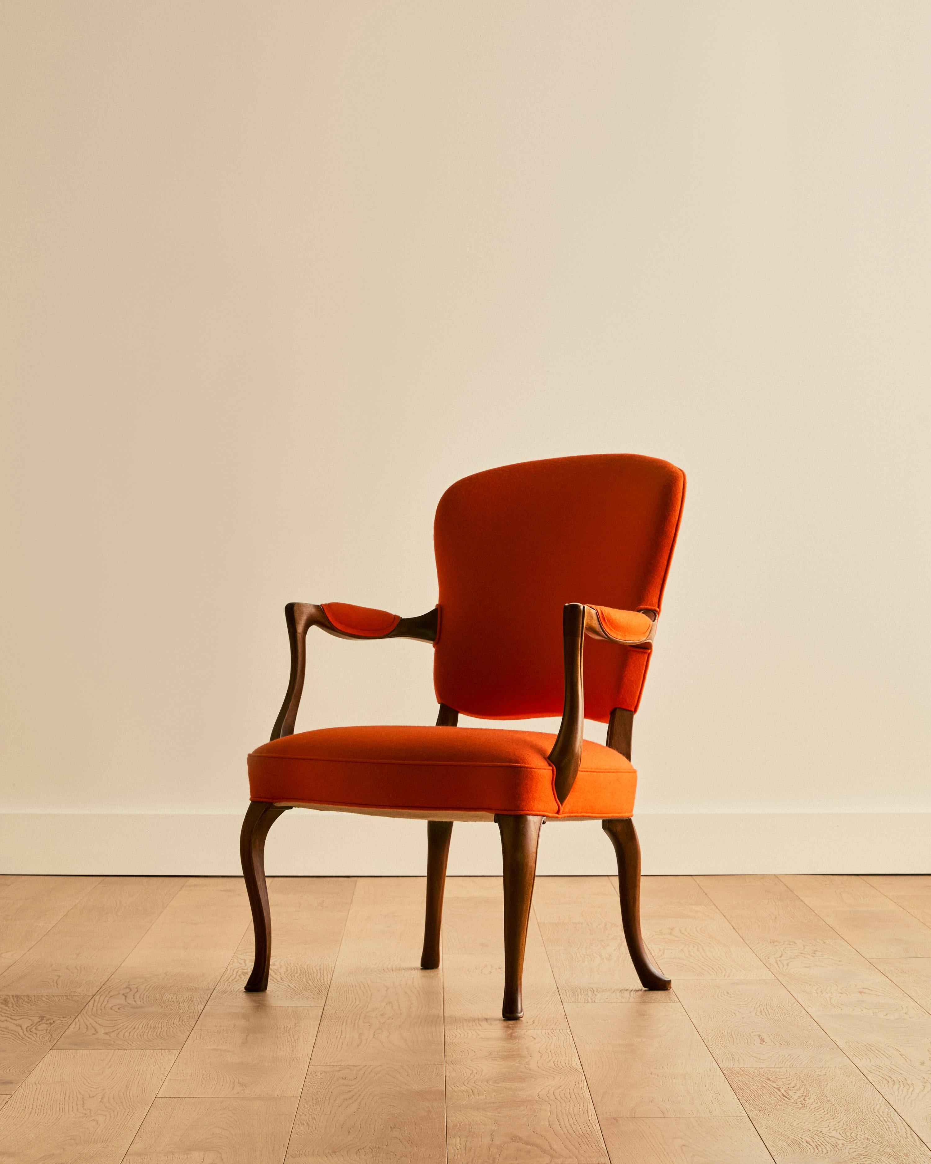 Frits Henningsen Stuhl aus Wollfilz und Mahagoni im Zustand „Gut“ im Angebot in Long Island City, NY