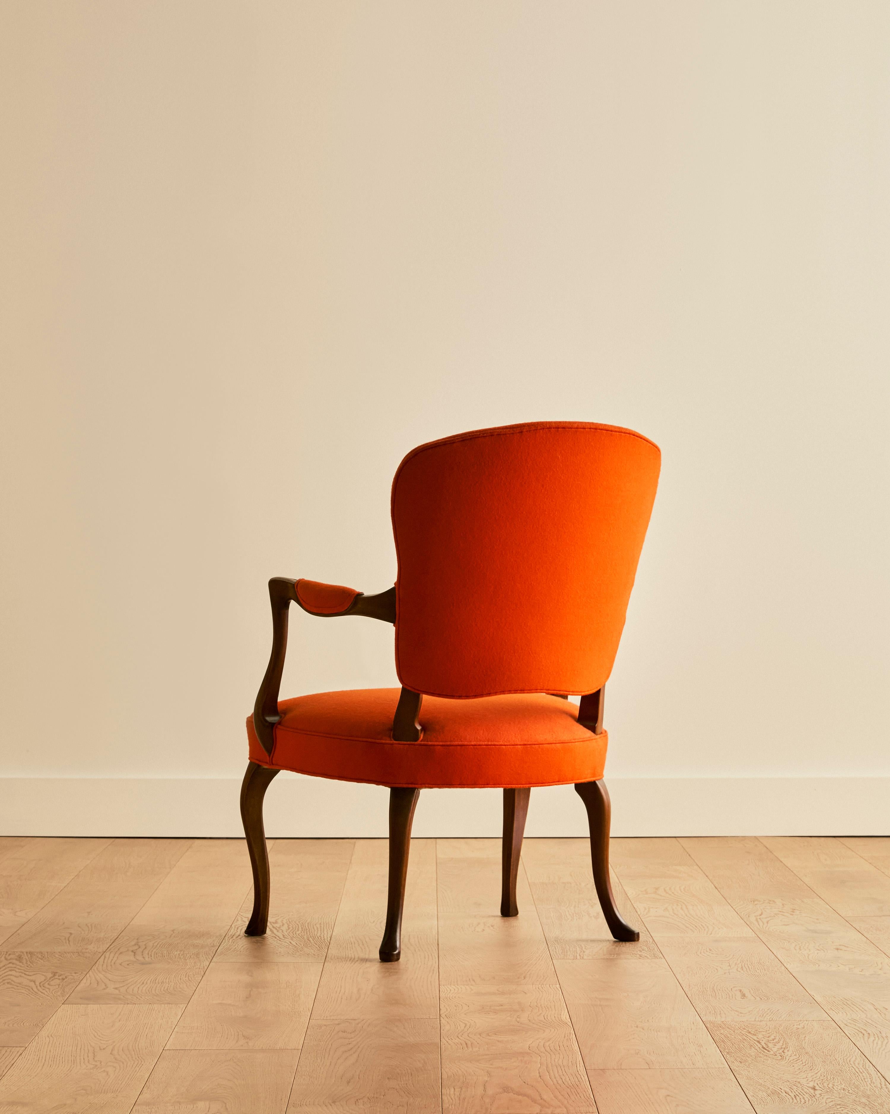 Frits Henningsen Stuhl aus Wollfilz und Mahagoni (Mitte des 20. Jahrhunderts) im Angebot