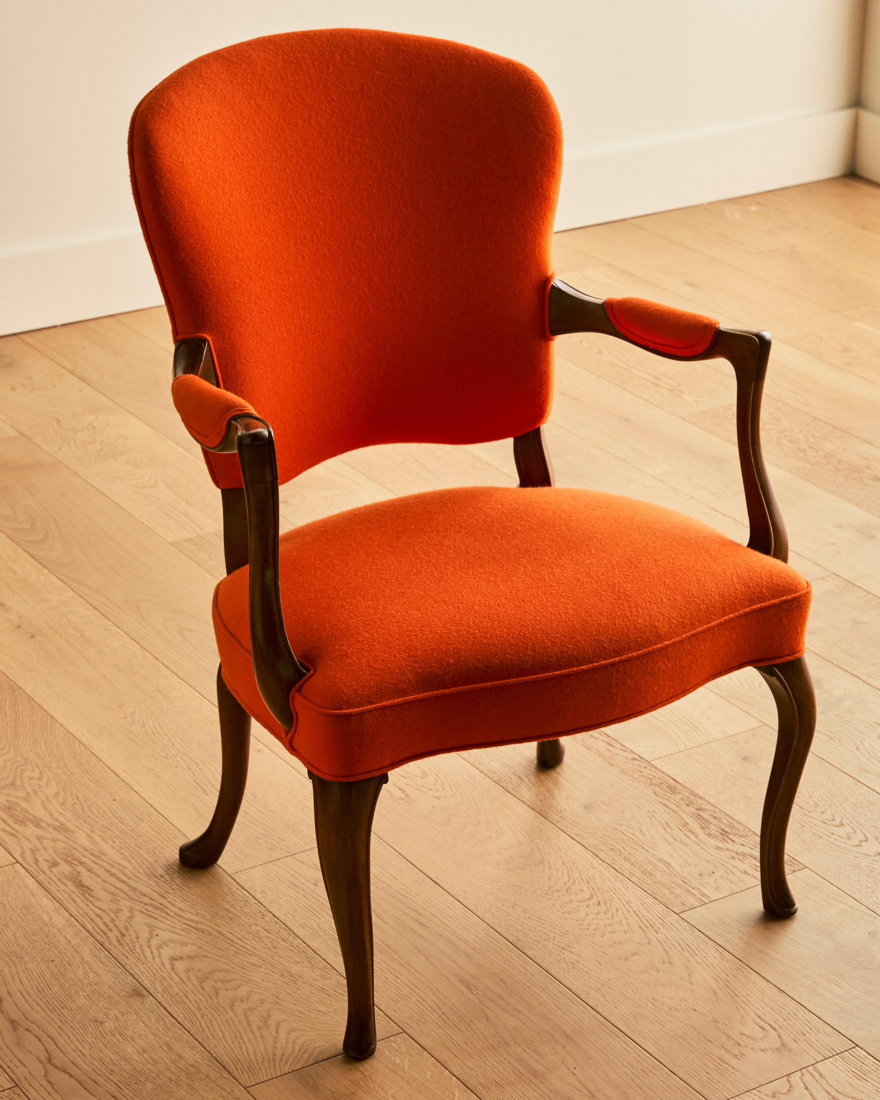 Frits Henningsen Stuhl aus Wollfilz und Mahagoni (Wolle) im Angebot