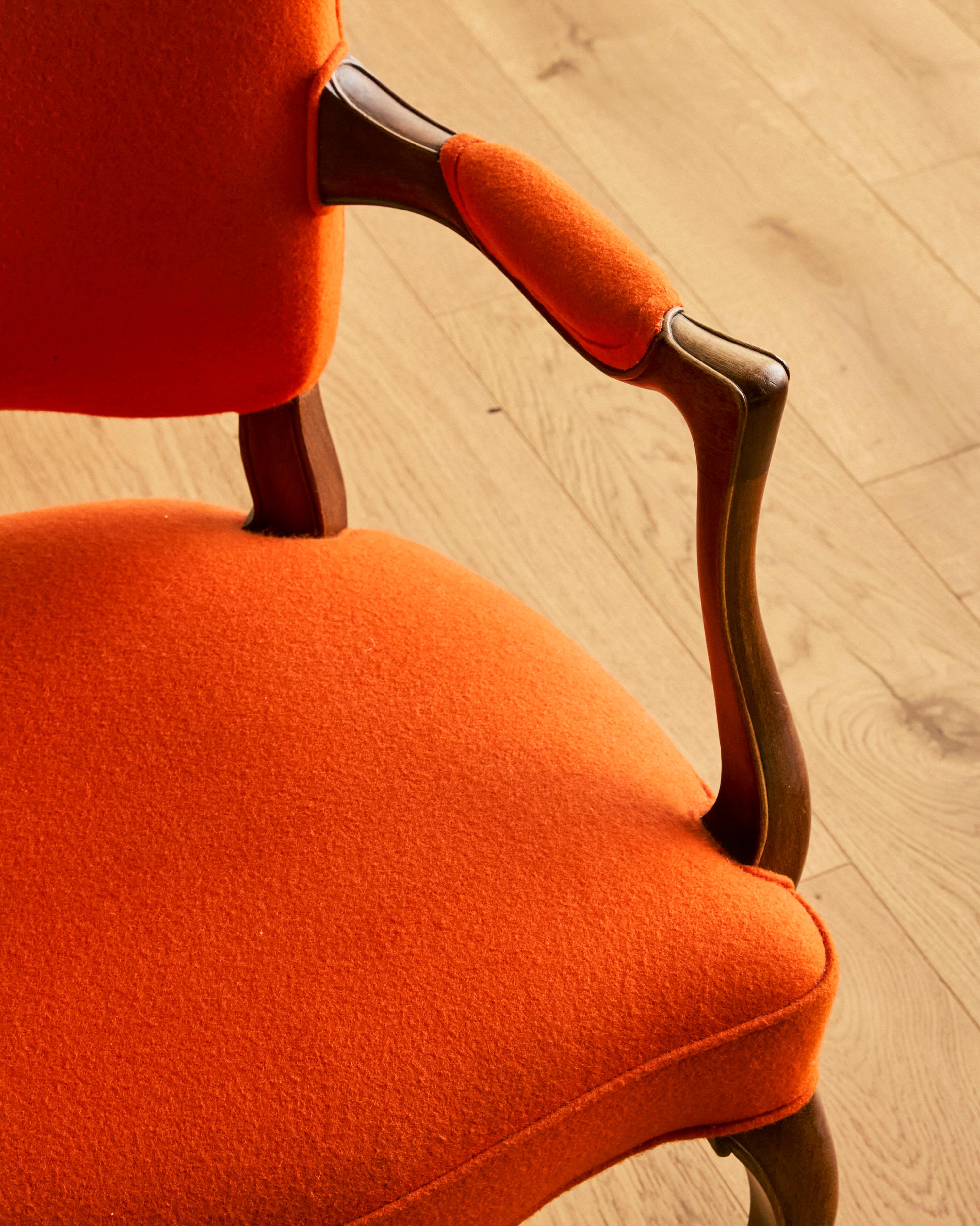 Frits Henningsen Stuhl aus Wollfilz und Mahagoni im Angebot 1