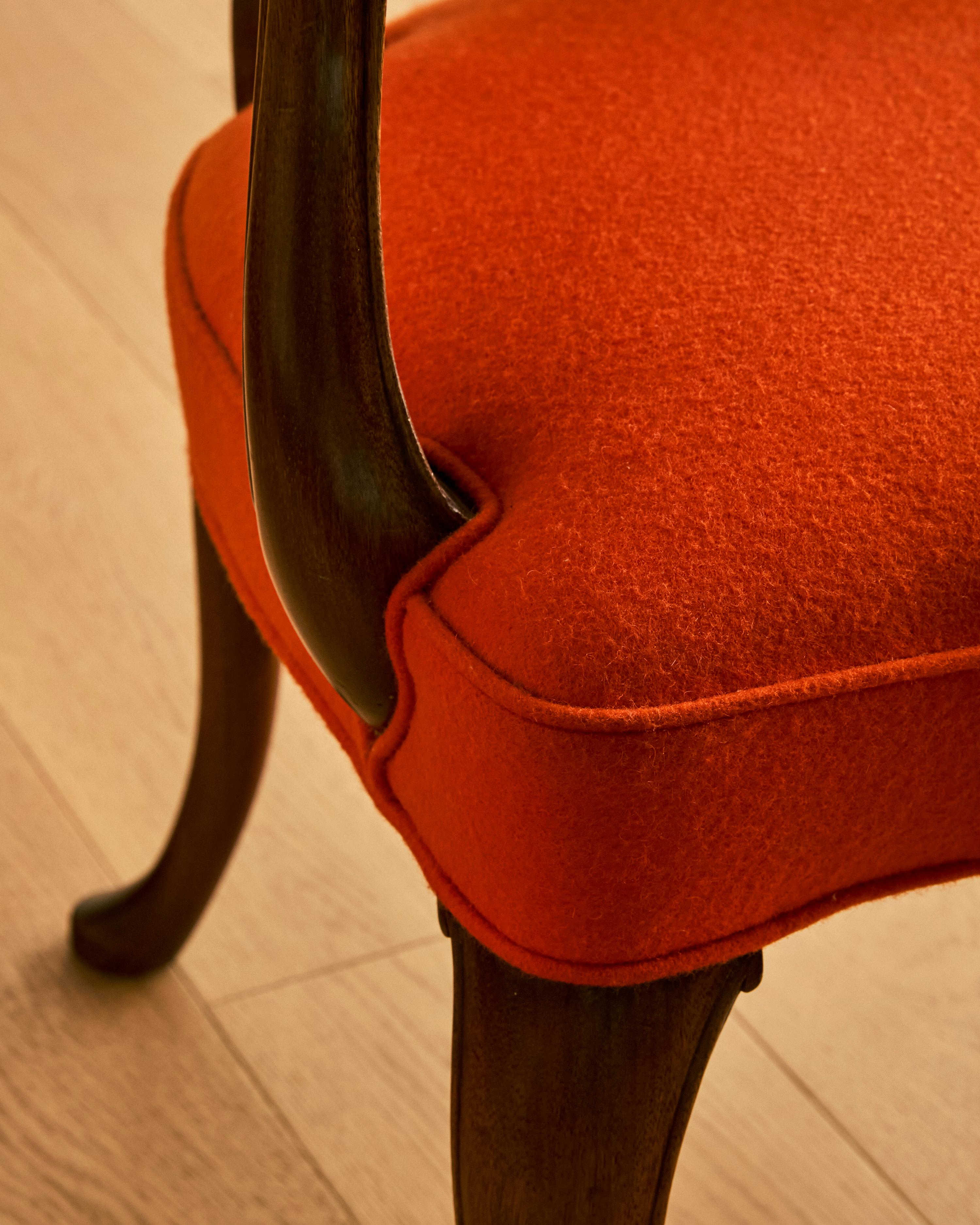 Frits Henningsen Stuhl aus Wollfilz und Mahagoni im Angebot 2