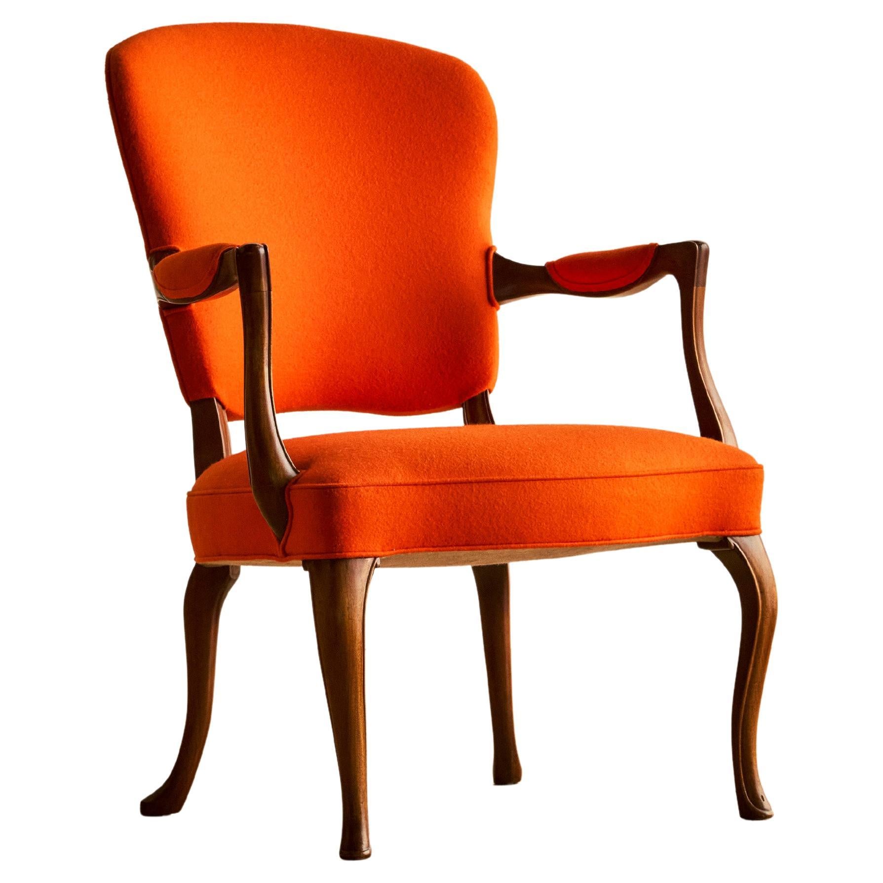 Frits Henningsen Stuhl aus Wollfilz und Mahagoni im Angebot