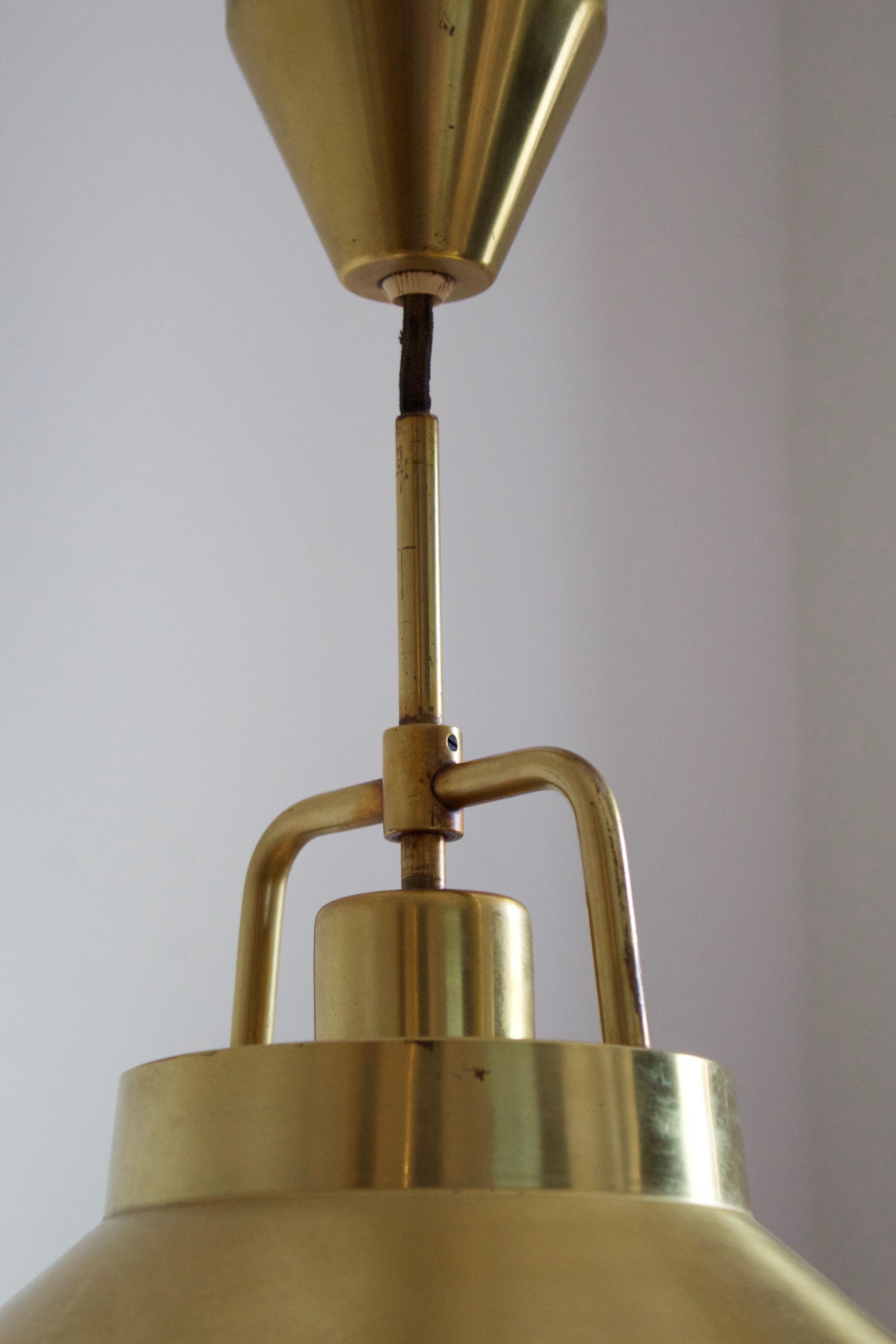 Mid-Century Modern Frits Schlegel, Adjustable Pendant Light, Brass, for Lyfa, Denmark, 1967