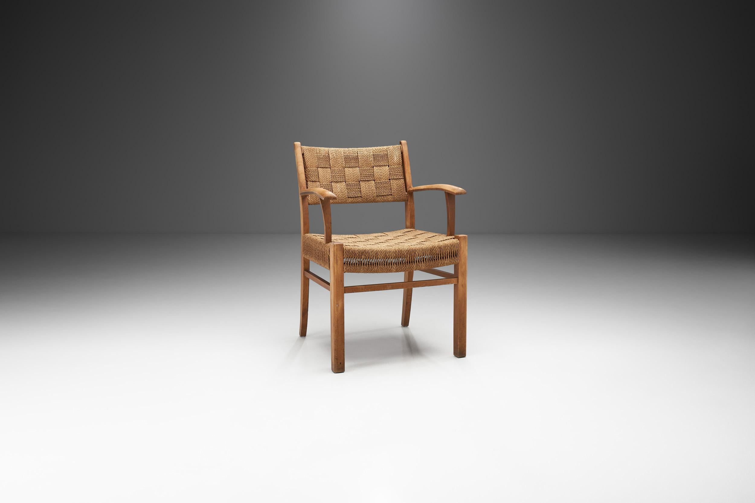 Scandinavian Modern Frits Schlegel Beech Armchair for Fritz Hansen, Denmark, 1940s