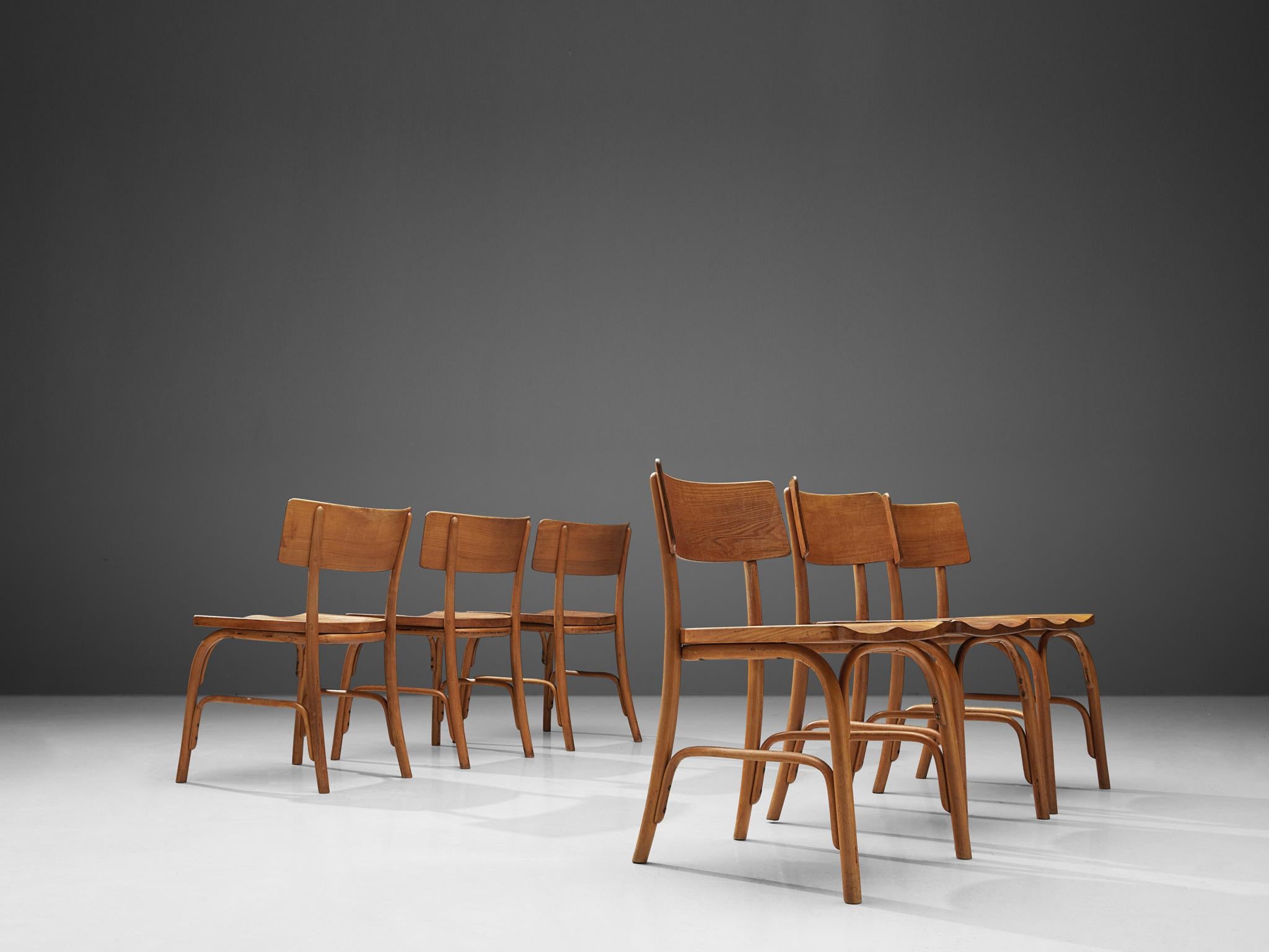 Frits Schlegel for Fritz Hansen Set of Six 'Husum' Chairs In Good Condition For Sale In Waalwijk, NL