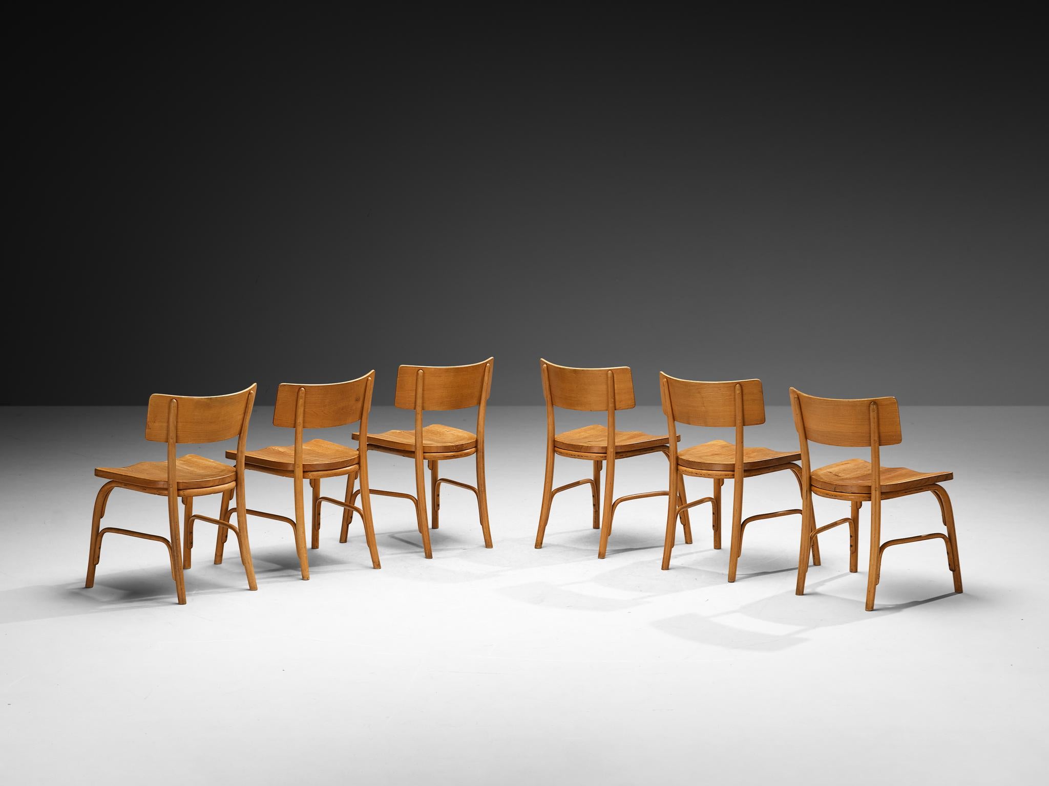Frits Schlegel für Fritz Hansen Sechser-Set 'Husum' Esstischstühle (Buchenholz) im Angebot