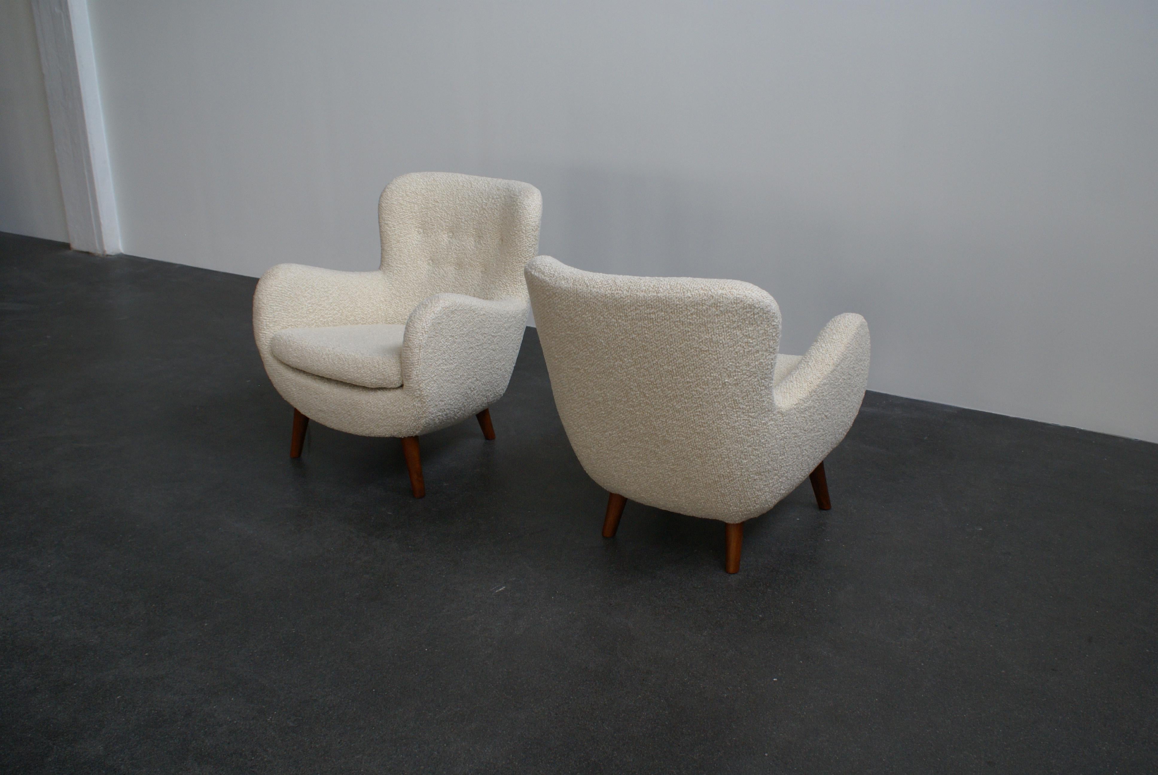 Frits Schlegel Pair of Easy Chairs, Denmark, 1940s 7