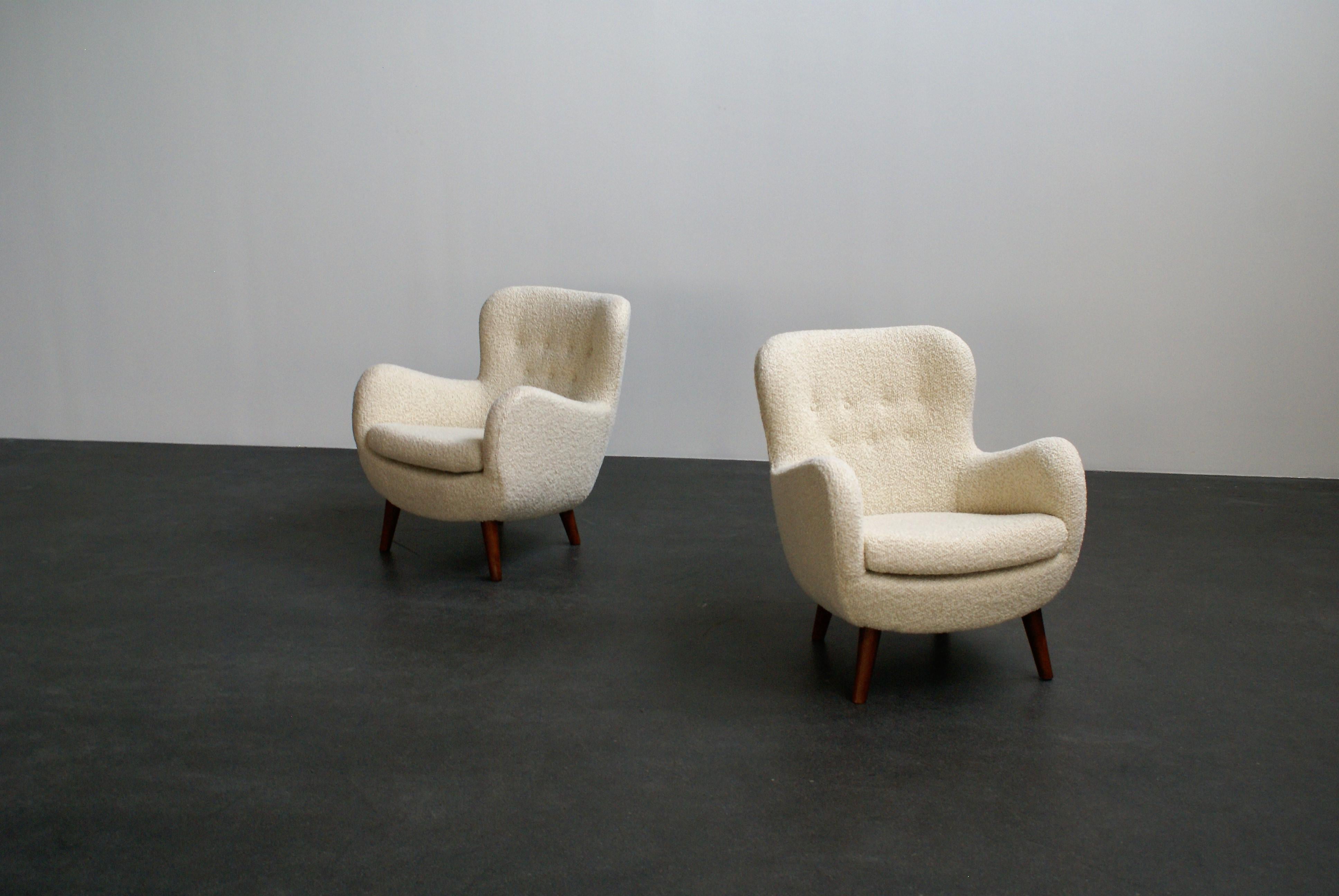 Frits Schlegel Pair of Easy Chairs, Denmark, 1940s In Excellent Condition In Copenhagen, DK