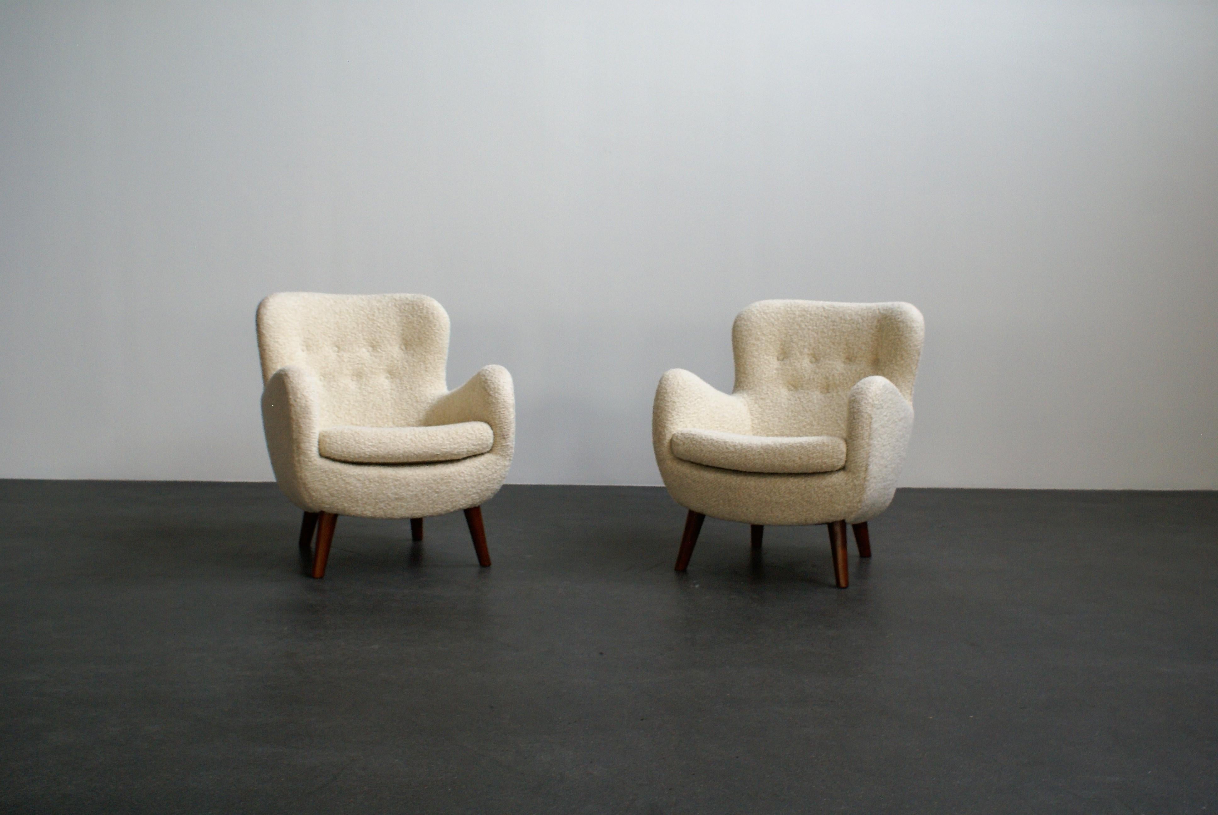 Frits Schlegel Pair of Easy Chairs, Denmark, 1940s 1