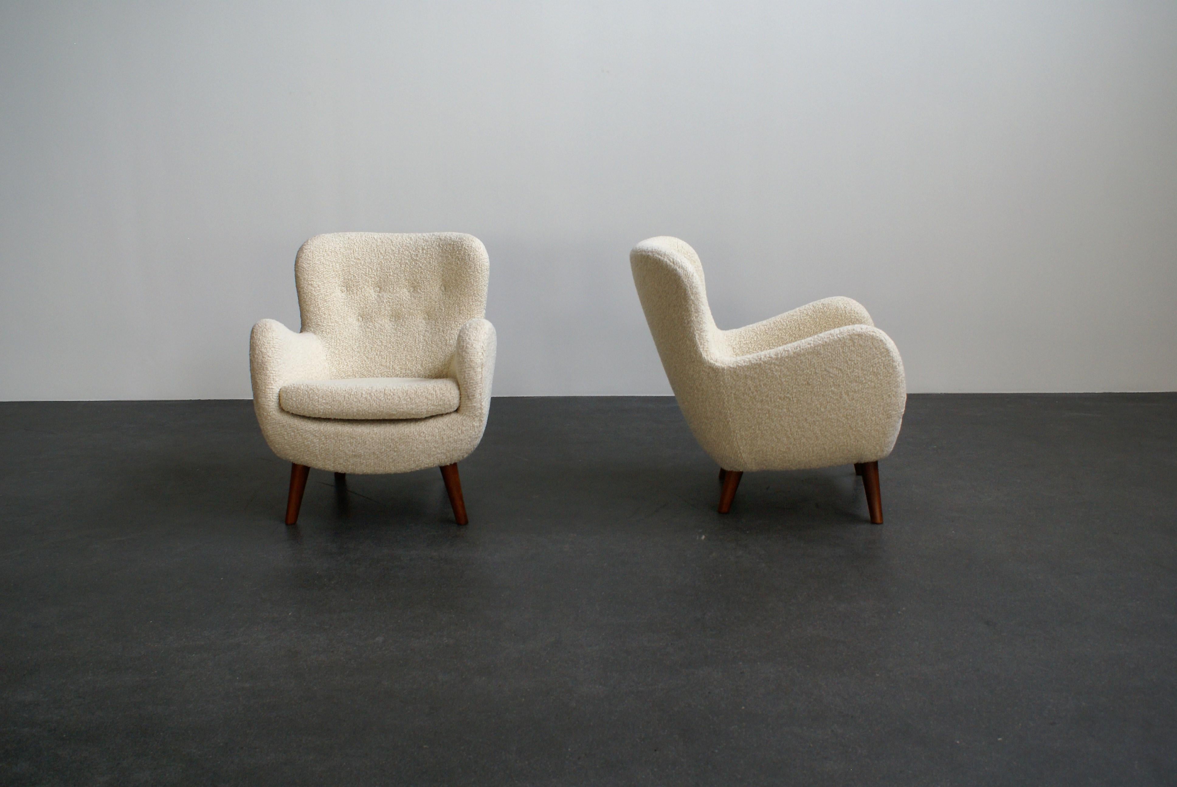 Frits Schlegel Pair of Easy Chairs, Denmark, 1940s 3