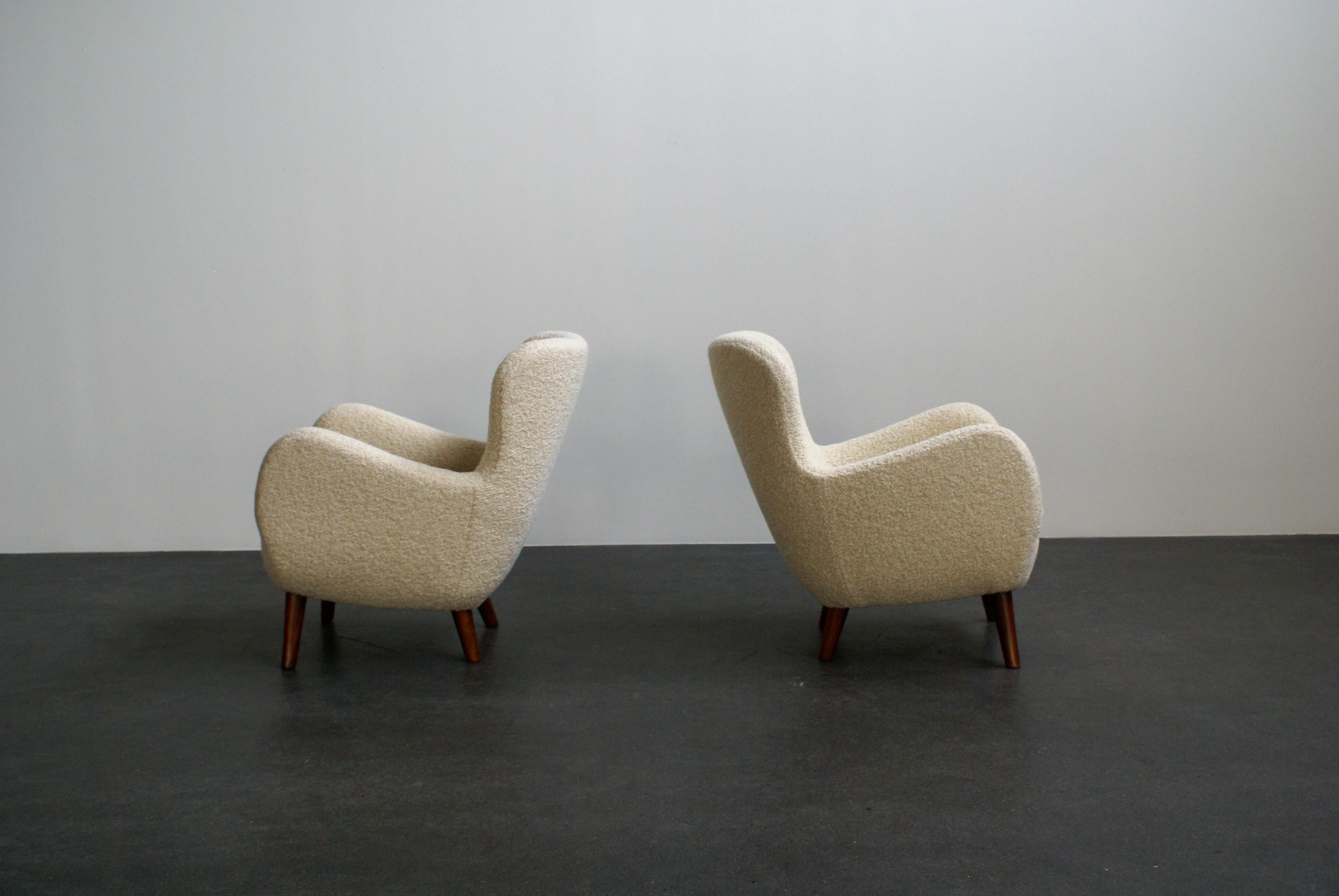 Frits Schlegel Pair of Easy Chairs, Denmark, 1940s 4