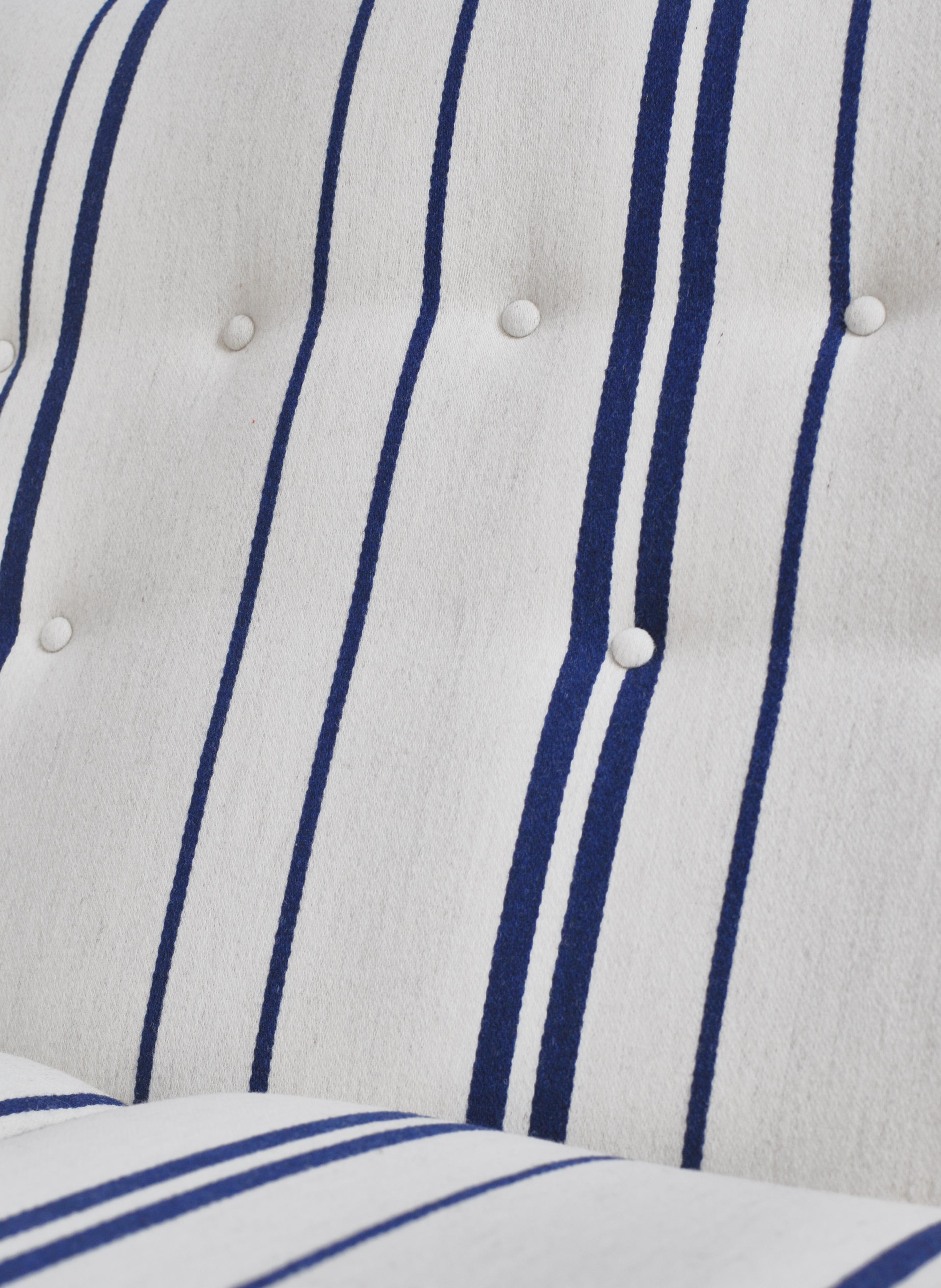 Frits Schlegel Sofa / Settee in Blue Striped Savak Wool, Denmark, 1940s 5
